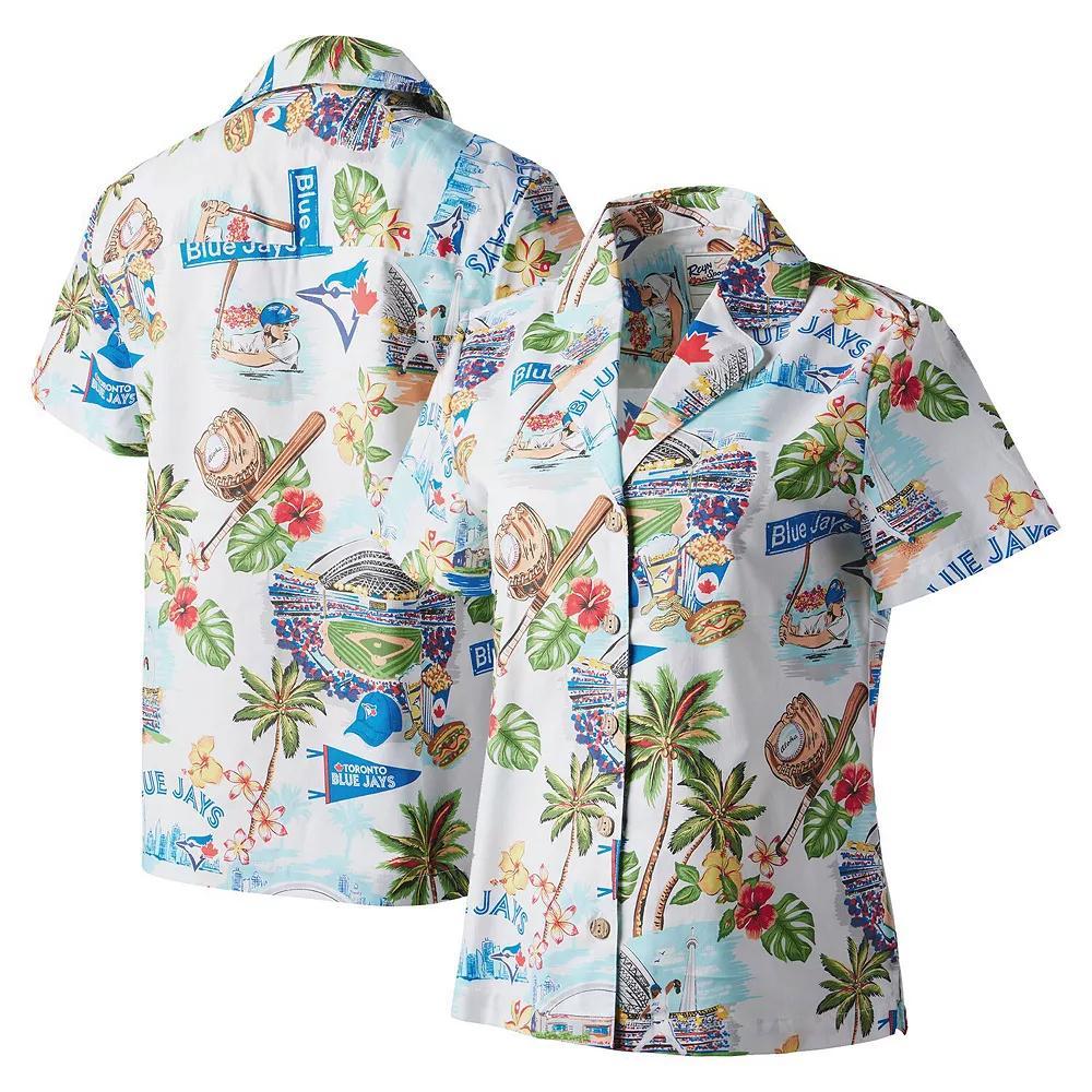 Women's Reyn Spooner White Toronto Blue Jays Scenic Camp Button-Up Shirt, Size: Small, Jay White Product Image