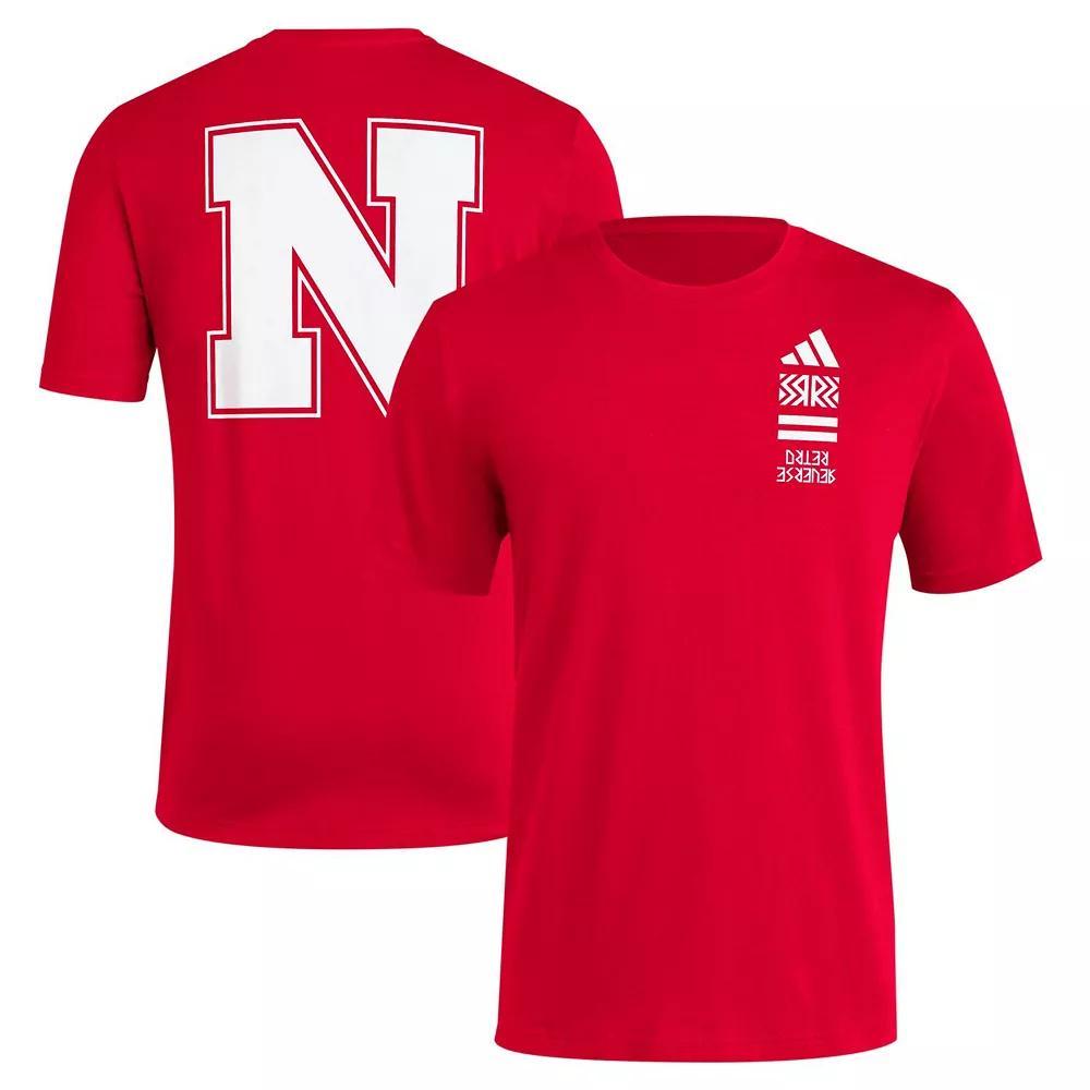 Men's adidas Scarlet Nebraska Huskers Reverse Retro Baseball 2 Hit T-Shirt,  Product Image