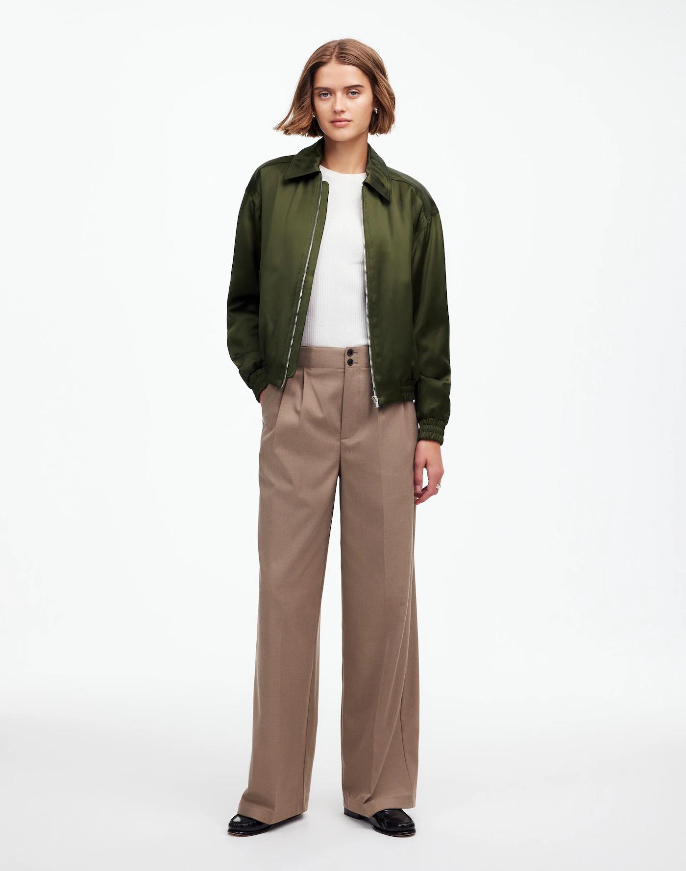 Relaxed Zip-Front Bomber Jacket Product Image