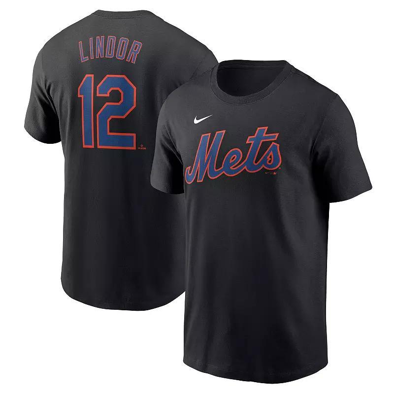 Men's Nike Francisco Lindor Black New York Mets Fuse Name & Number T-Shirt,  Product Image