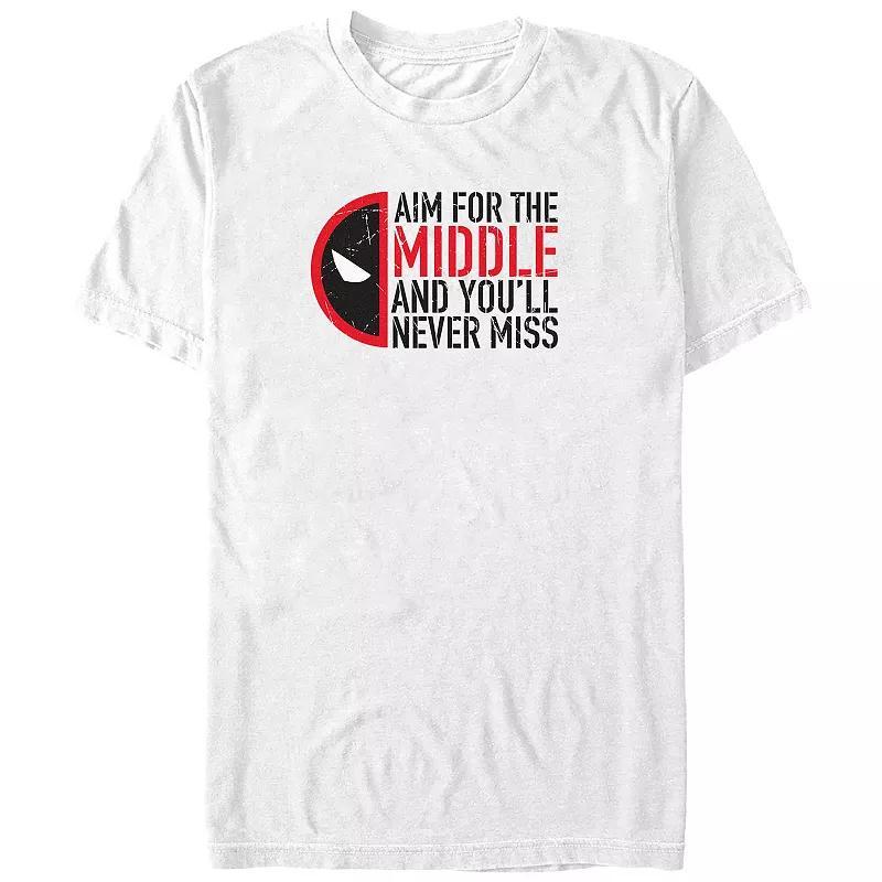 Big & Tall Marvel Deadpool Aim For The Middle And You'll Never Miss Graphic Tee, Men's, Size: Large Tall, White Product Image