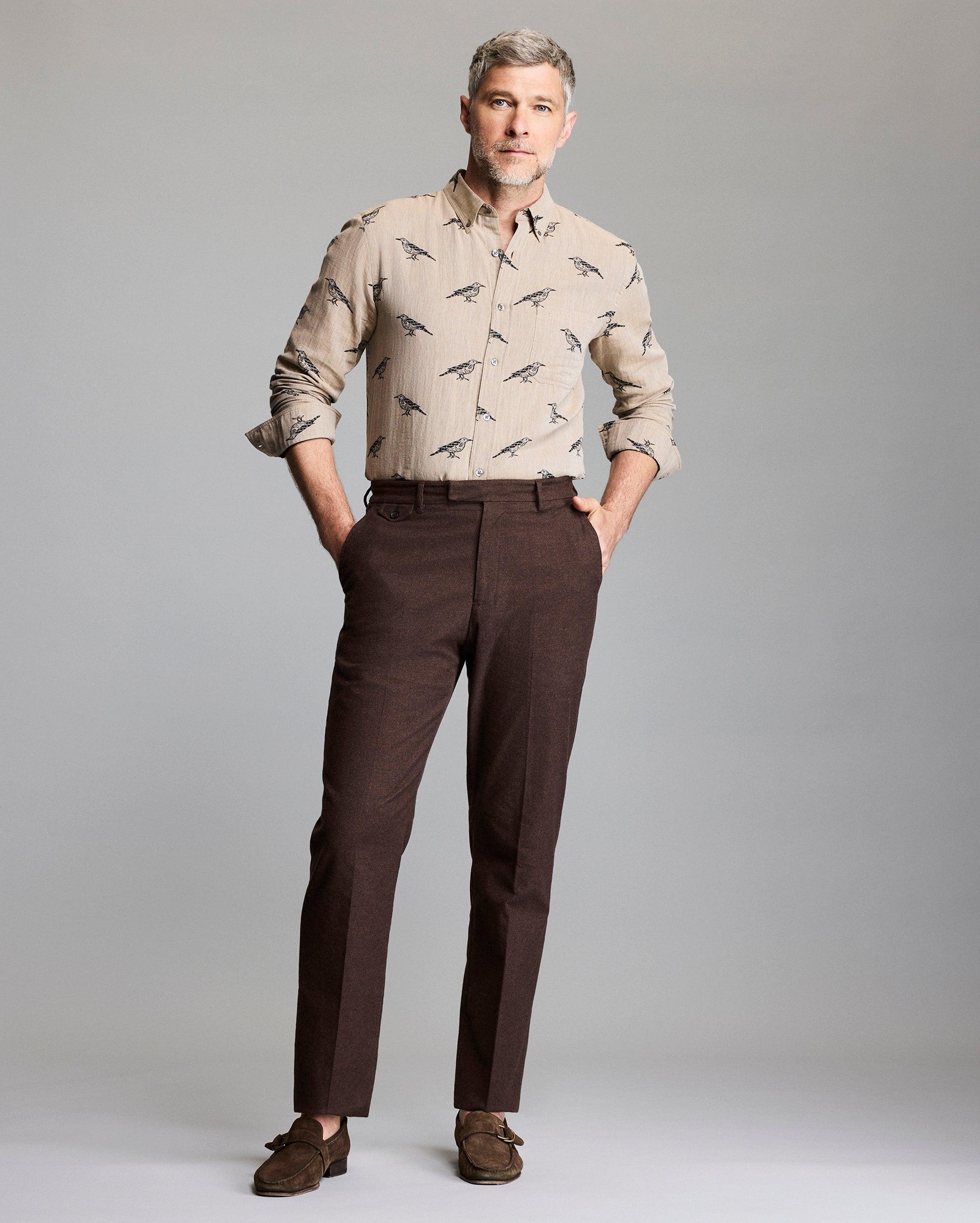 Flannel Flat Front Trouser -  Product Image