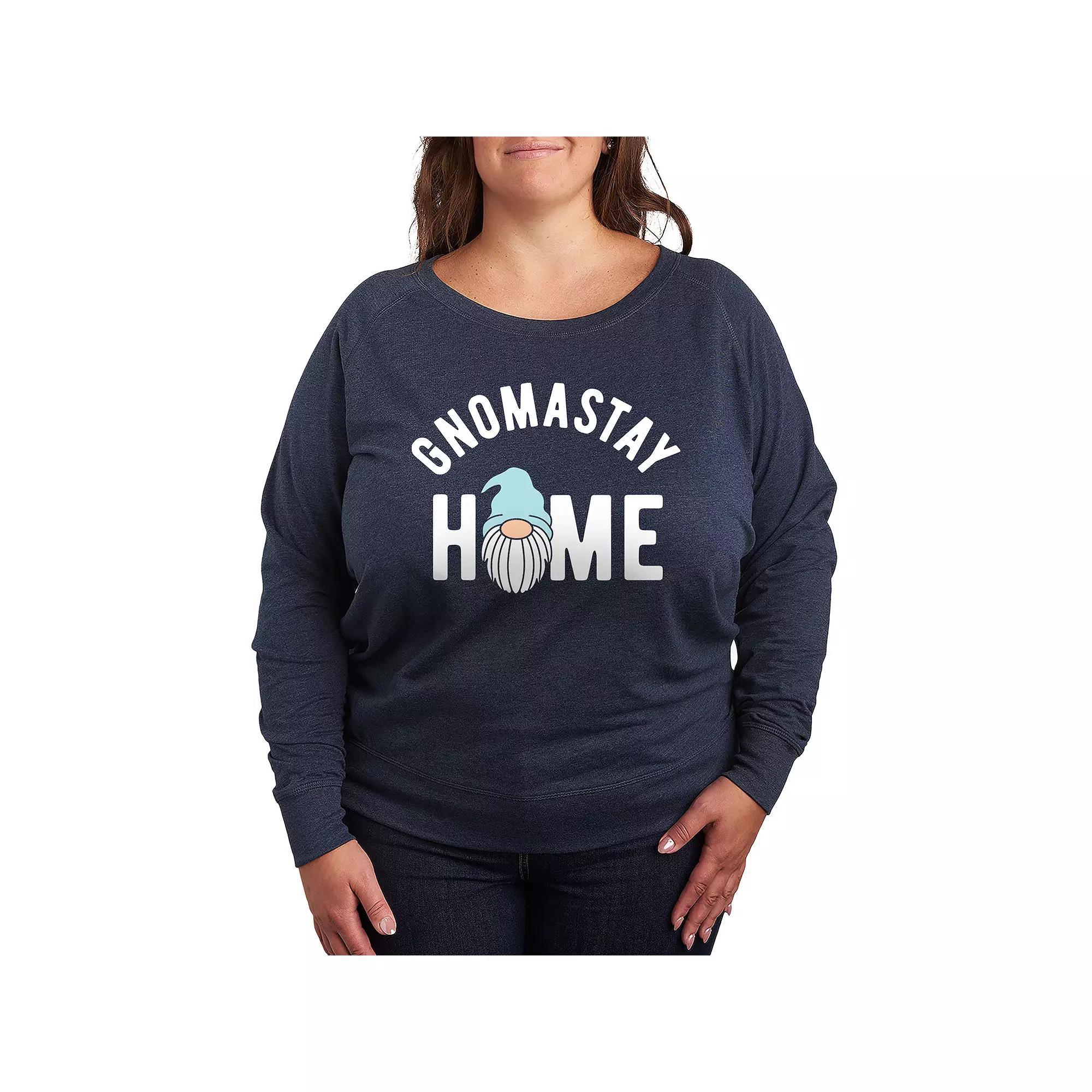 Plus Size Gnomastay Home French Terry Long Sleeve Tee, Women's, Size: 2XL, Grey Indigo Product Image