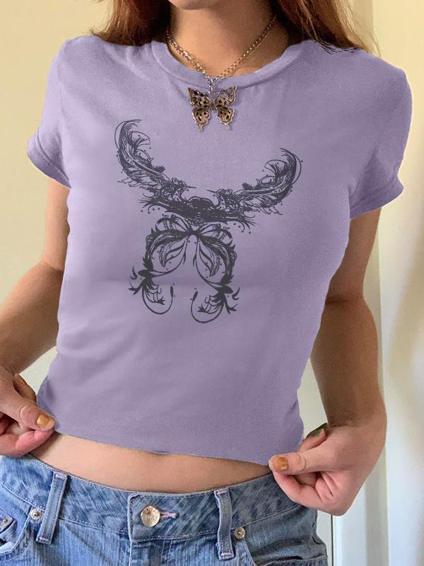 Vintage Feather Wings Hand Printed Tee Product Image