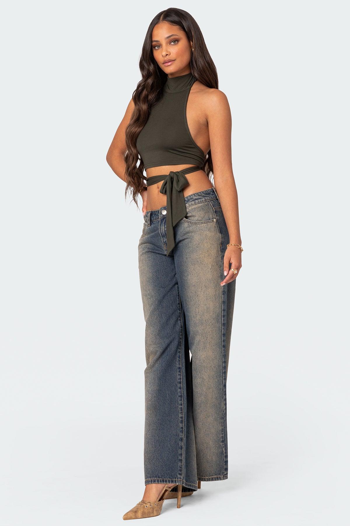 Hamlin Wrap Tie Crop Top Product Image