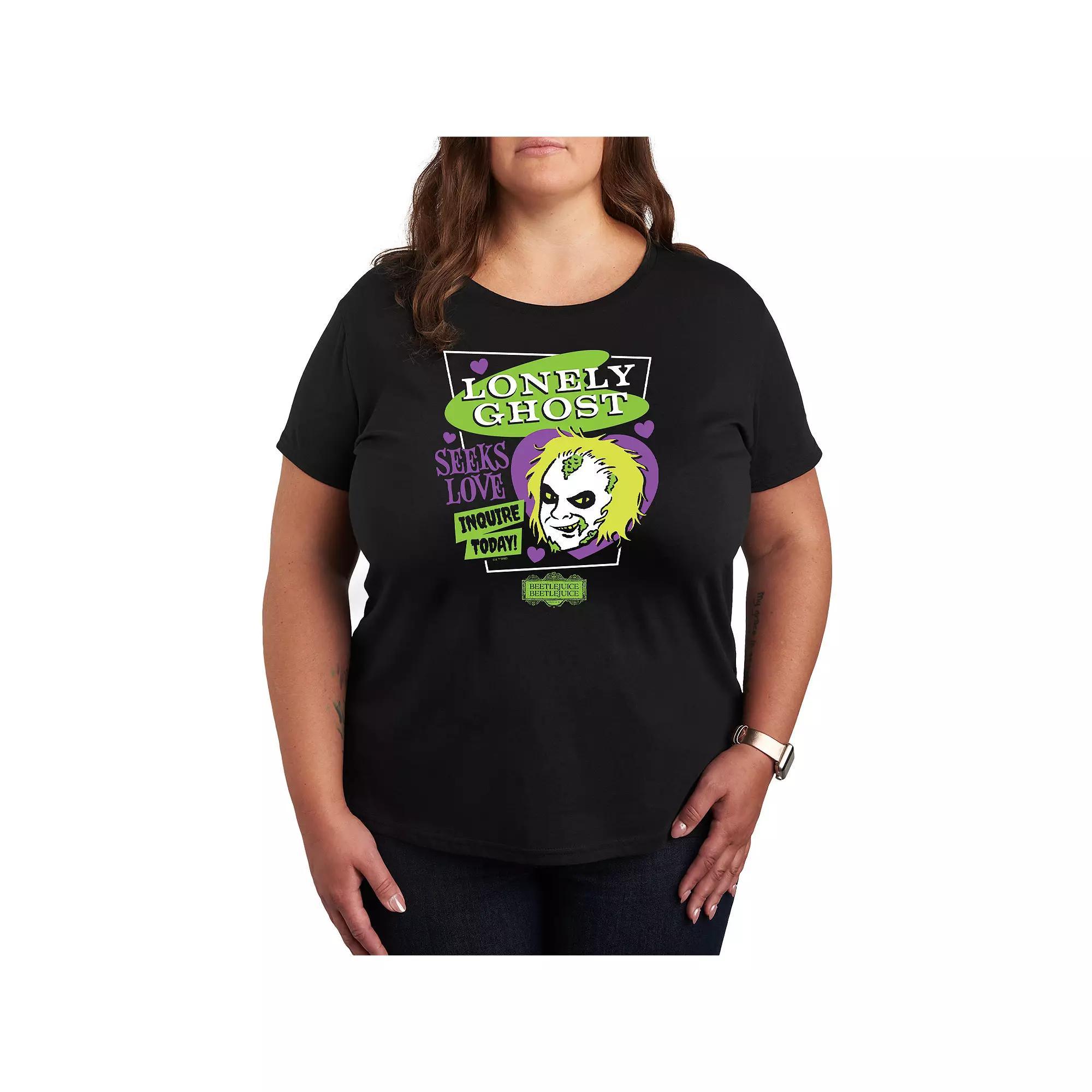 Plus Size Beetlejuice 2 Lonely Ghost Graphic Tee, Women's, Size: 3XL, Black Product Image