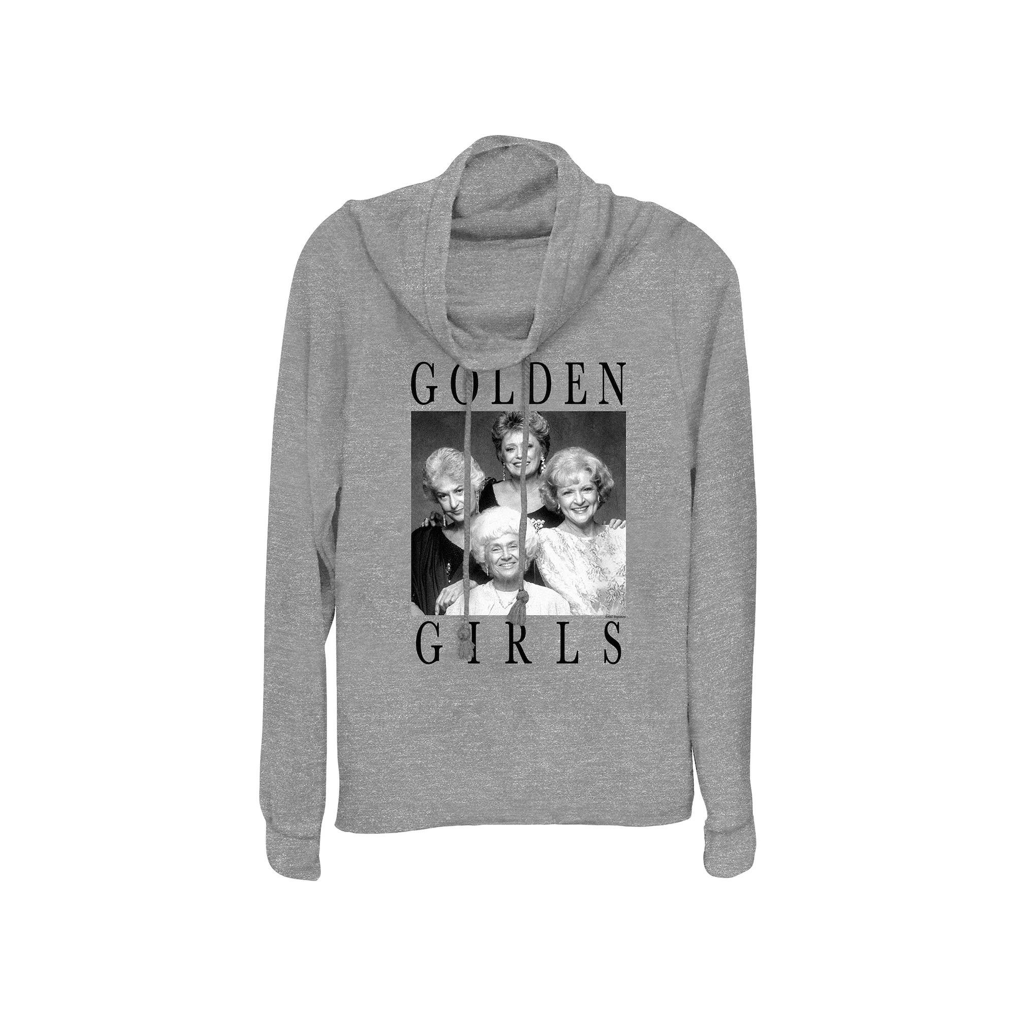 Plus Size The Golden Girls Black And White Portrait Cowlneck Graphic Lightweight Long Sleeve, Women's, Size: 1XL, Gray Grey Product Image