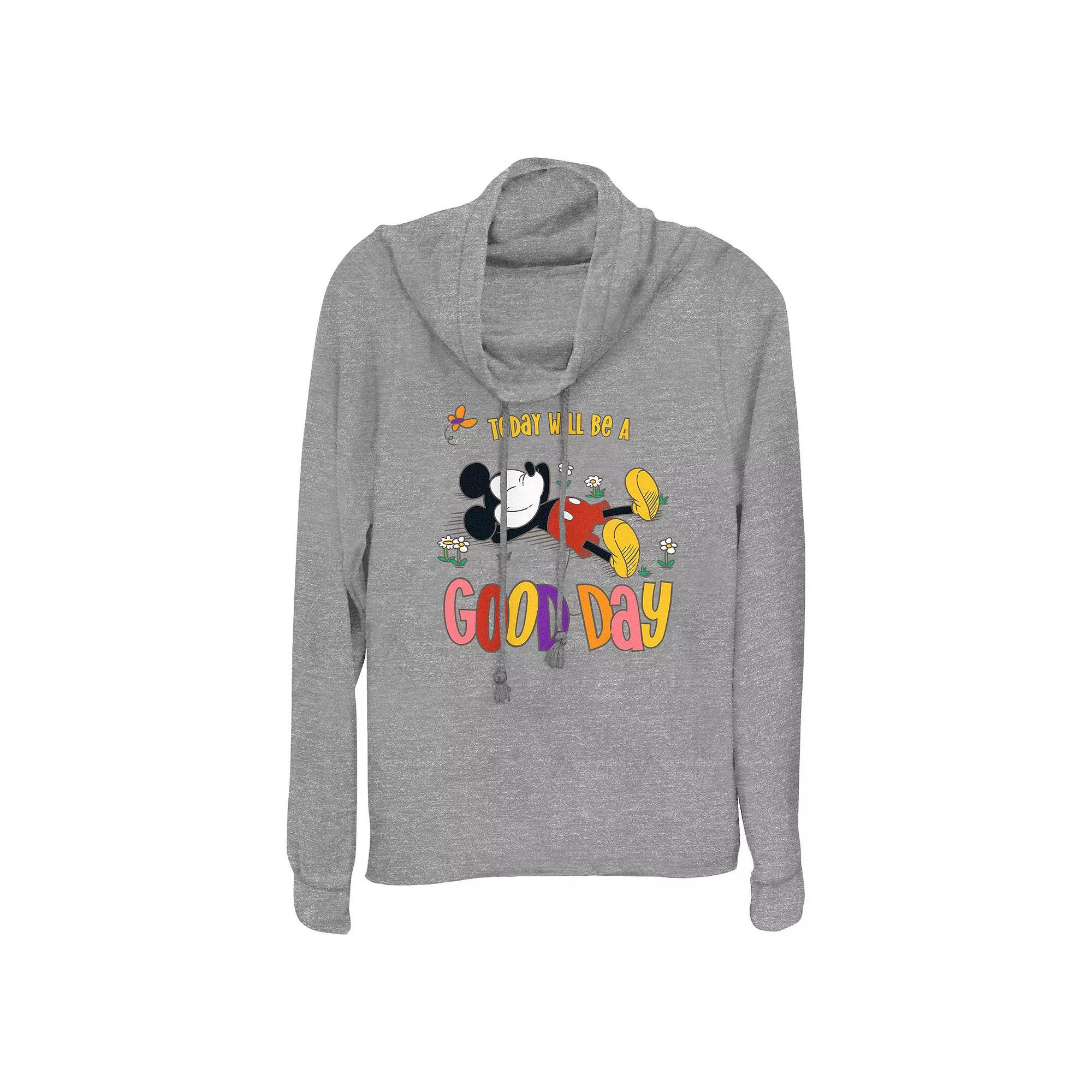 Disney's Mickey Mouse Today Will Be A Good Day Women's Cowlneck Graphic Lightweight Long Sleeve,  Product Image