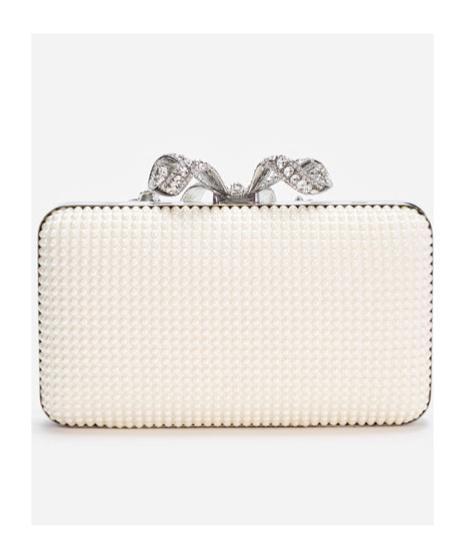 SELF-PORTRAIT Pearl Box Handbag In White Product Image