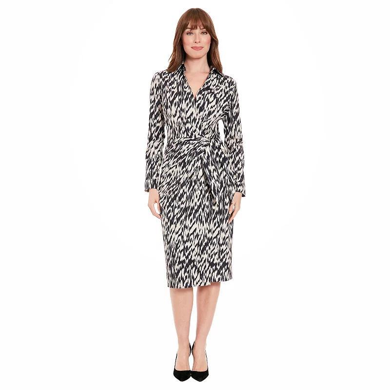 Womens London Times Faux Wrap Side Tie Midi Dress Product Image