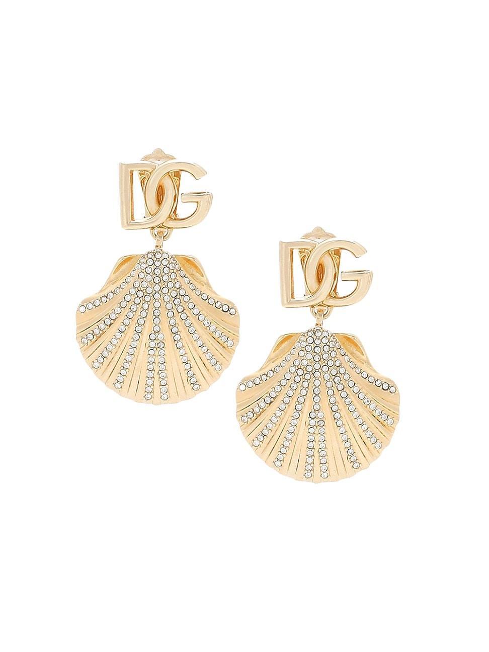 Womens DG Logo Goldtone & Crystal Shell Drop Earrings Product Image