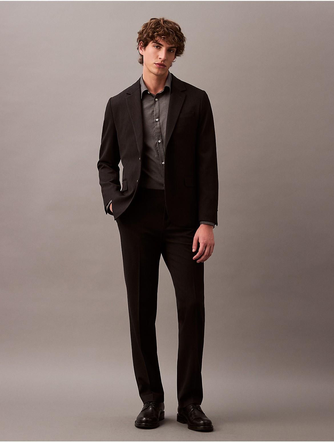 Calvin Klein Mens Slim Wool Gabardine Trouser - Black - 34 Product Image