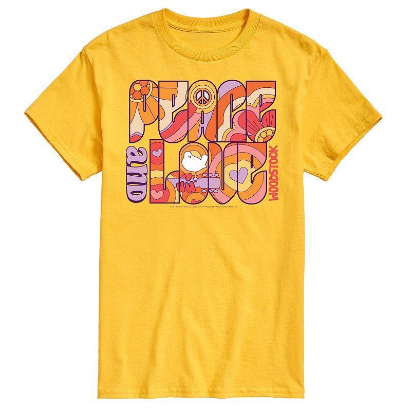 Men's Woodstock Peace And Love Graphic Tee, Size: Medium, Yellow Product Image