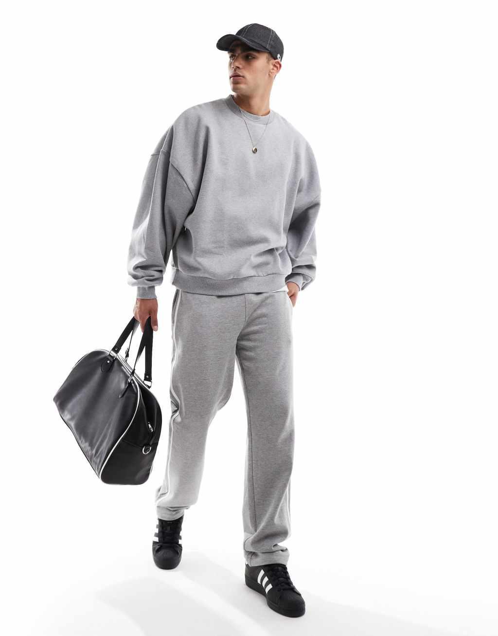 ASOS DESIGN premium heavyweight extreme oversized sweatshirt 400gsm in gray heather Product Image