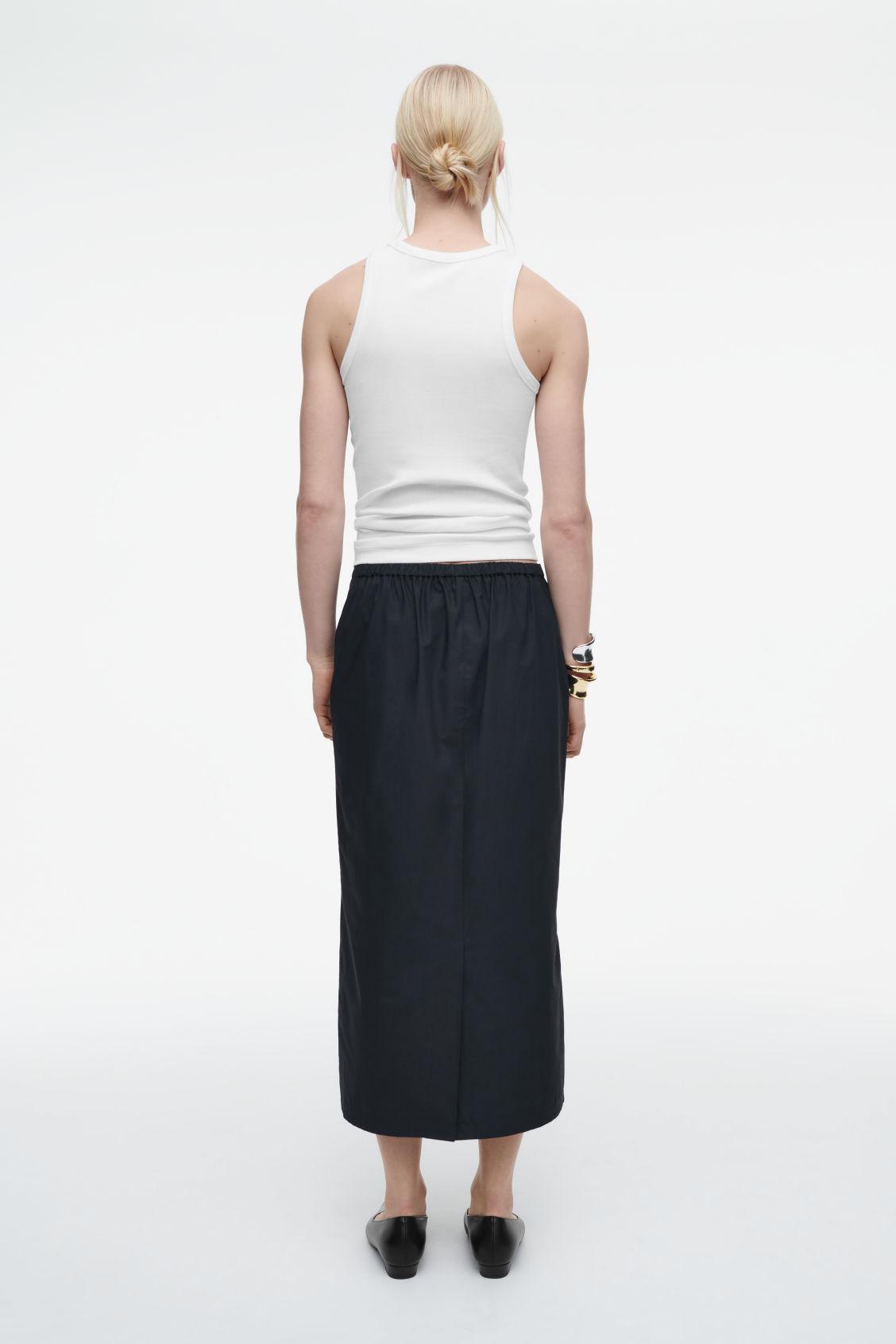 COTTON DRAWSTRING MIDI SKIRT Product Image