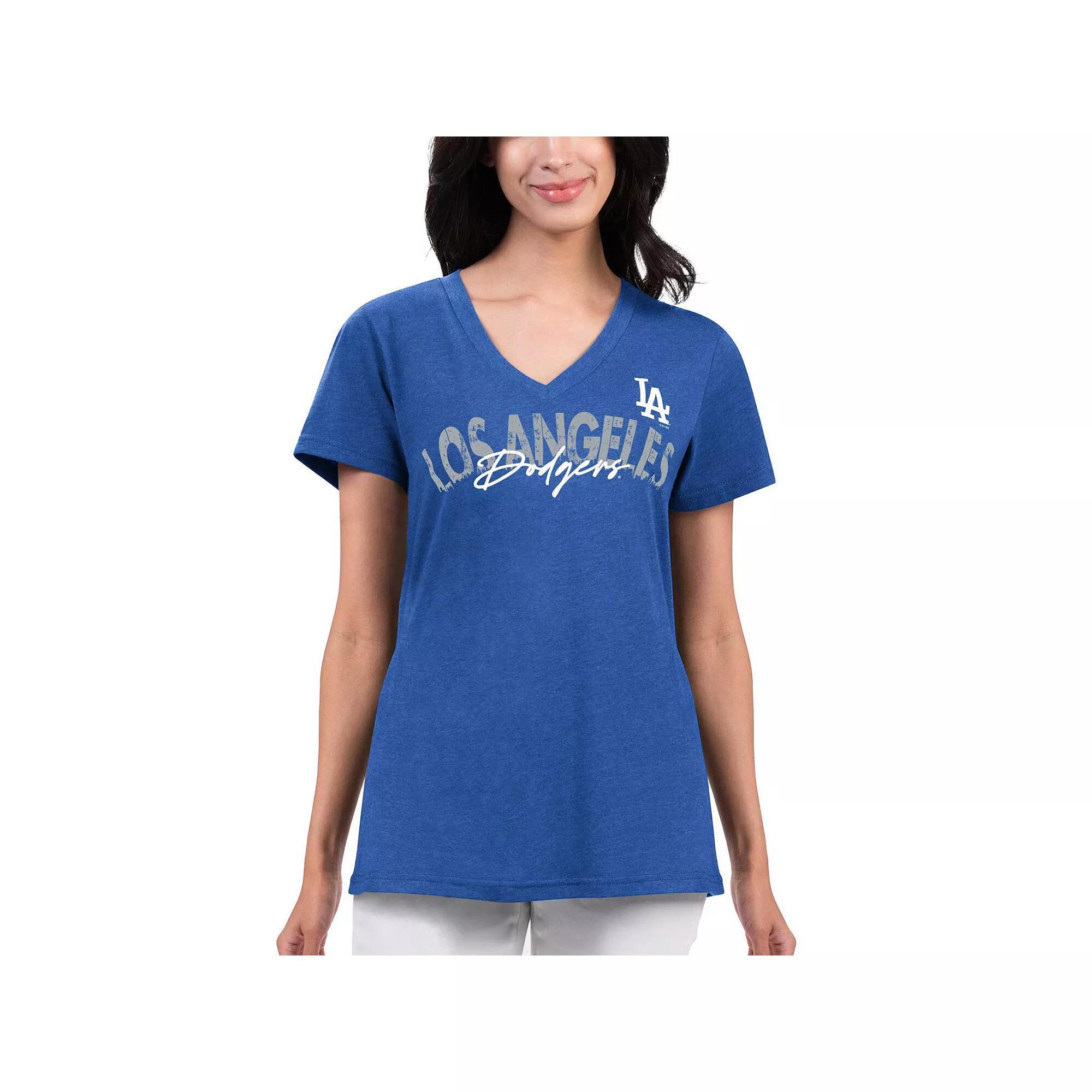 Women's G-III 4Her by Carl Banks Royal Los Angeles Dodgers Key Move V-Neck T-Shirt, Size: XS, Blue Product Image