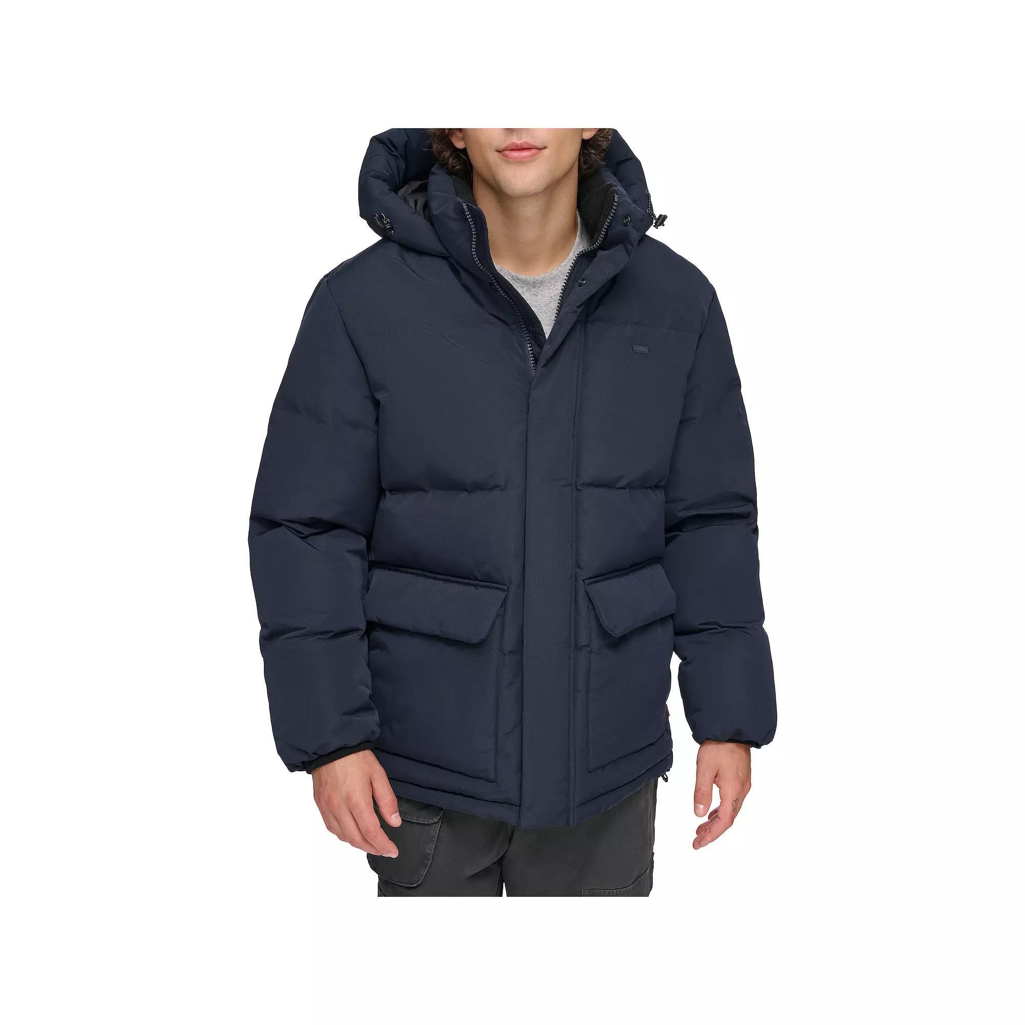 Men's Levi's® Heavyweight Hooded Puffer Parka Coat, Size: Large, Blue Product Image