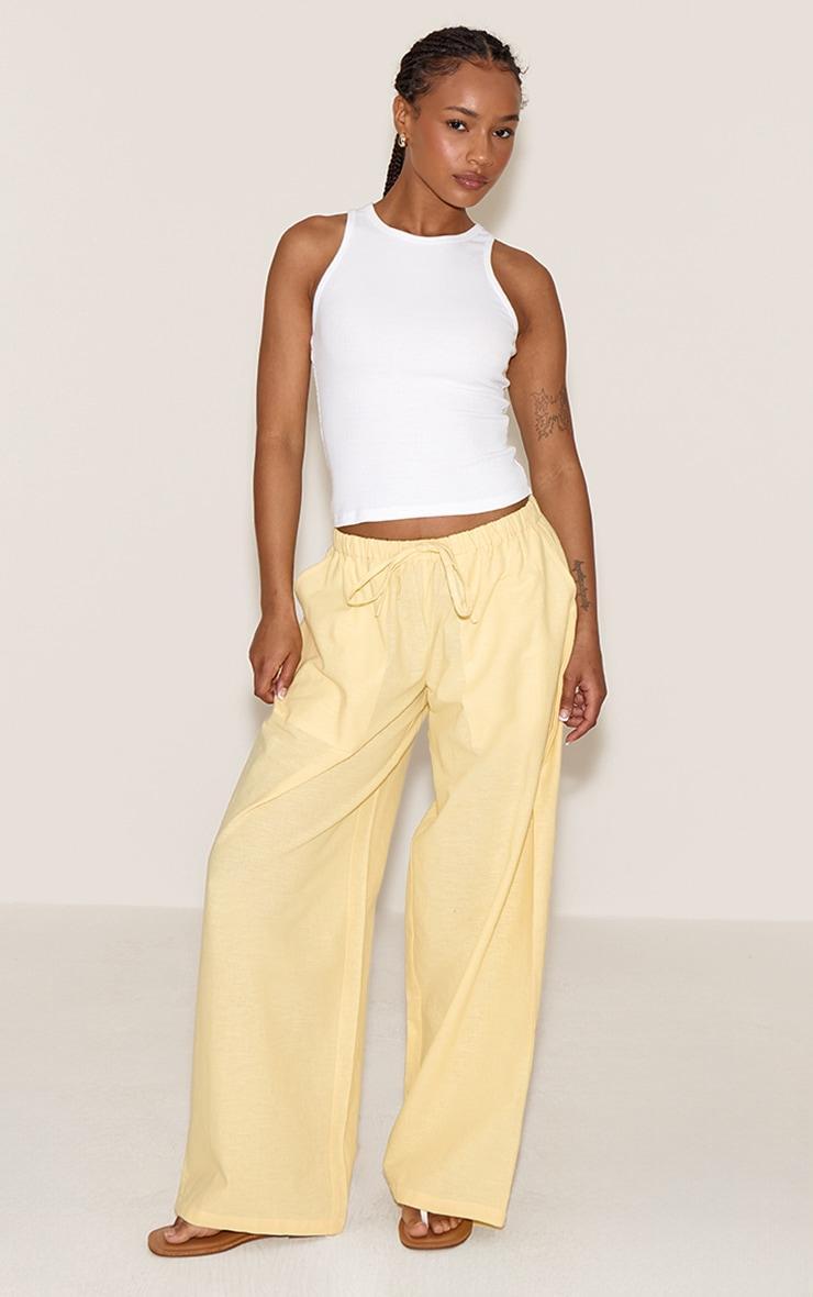 Petite Lemon Linen Drawstring Waist Pants Product Image