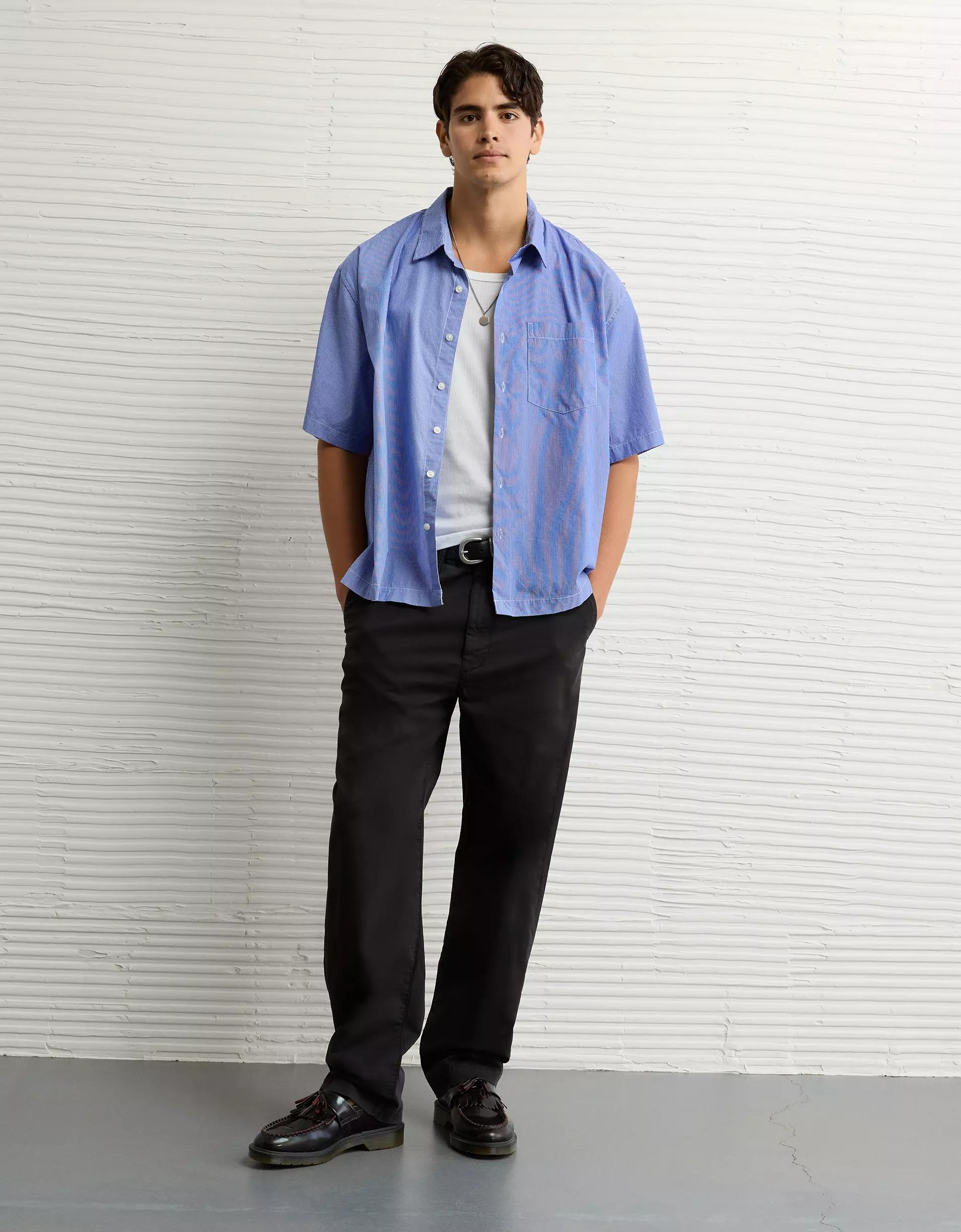 AE Poolside Poplin Striped Button-Up Shirt Product Image