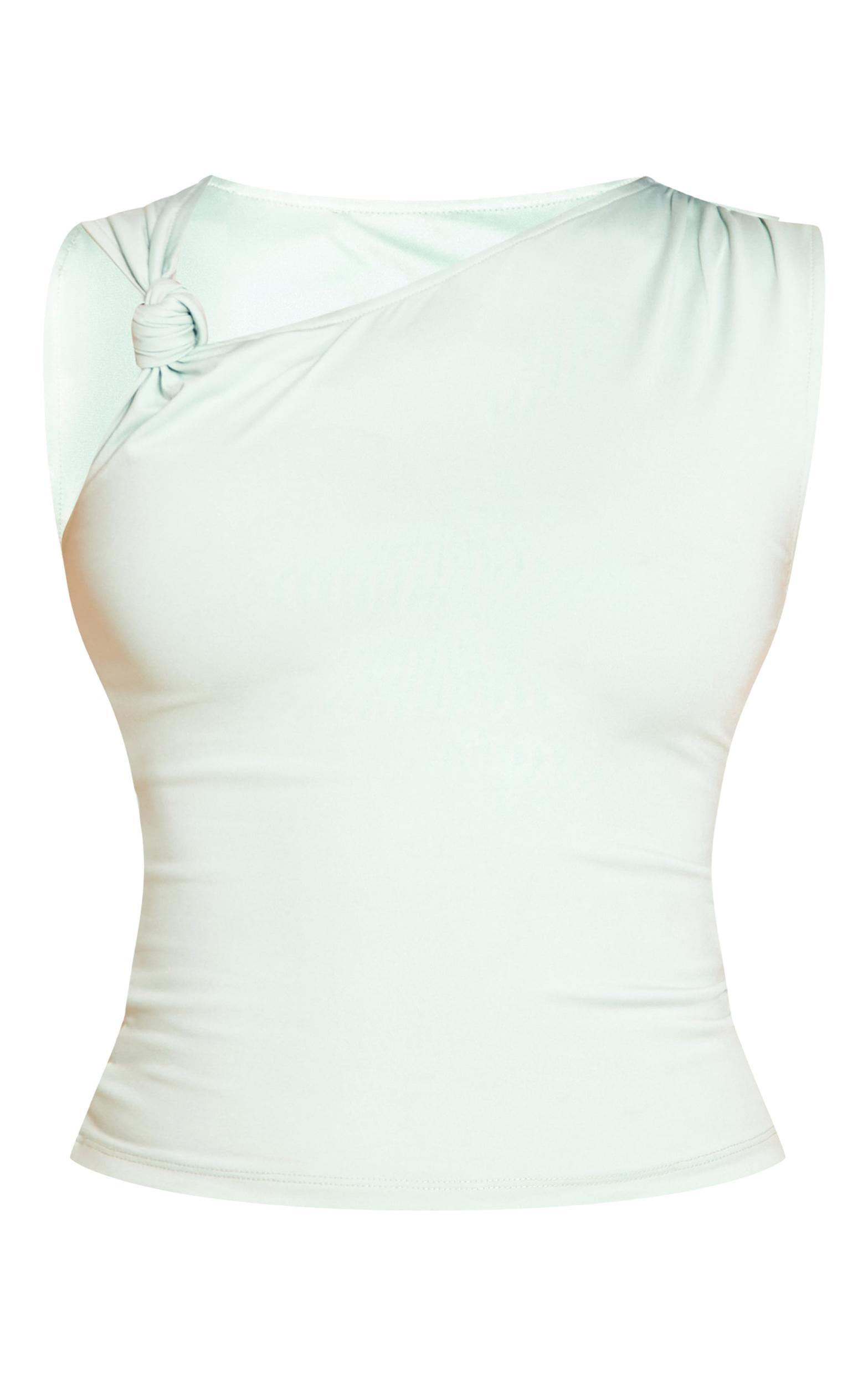 Mint Slinky Knot Strap Detail Long Top Product Image