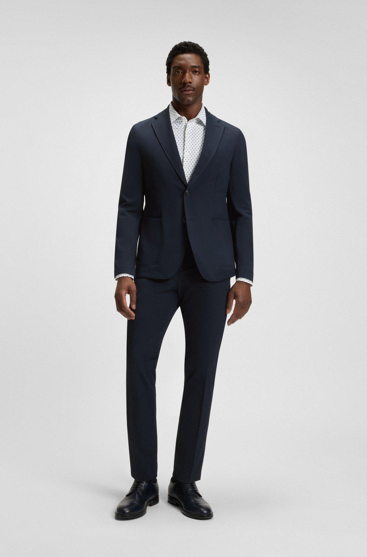 BOSS - Packable slim-fit blazer in water-repellent stretch fabric - Dark Blue Product Image