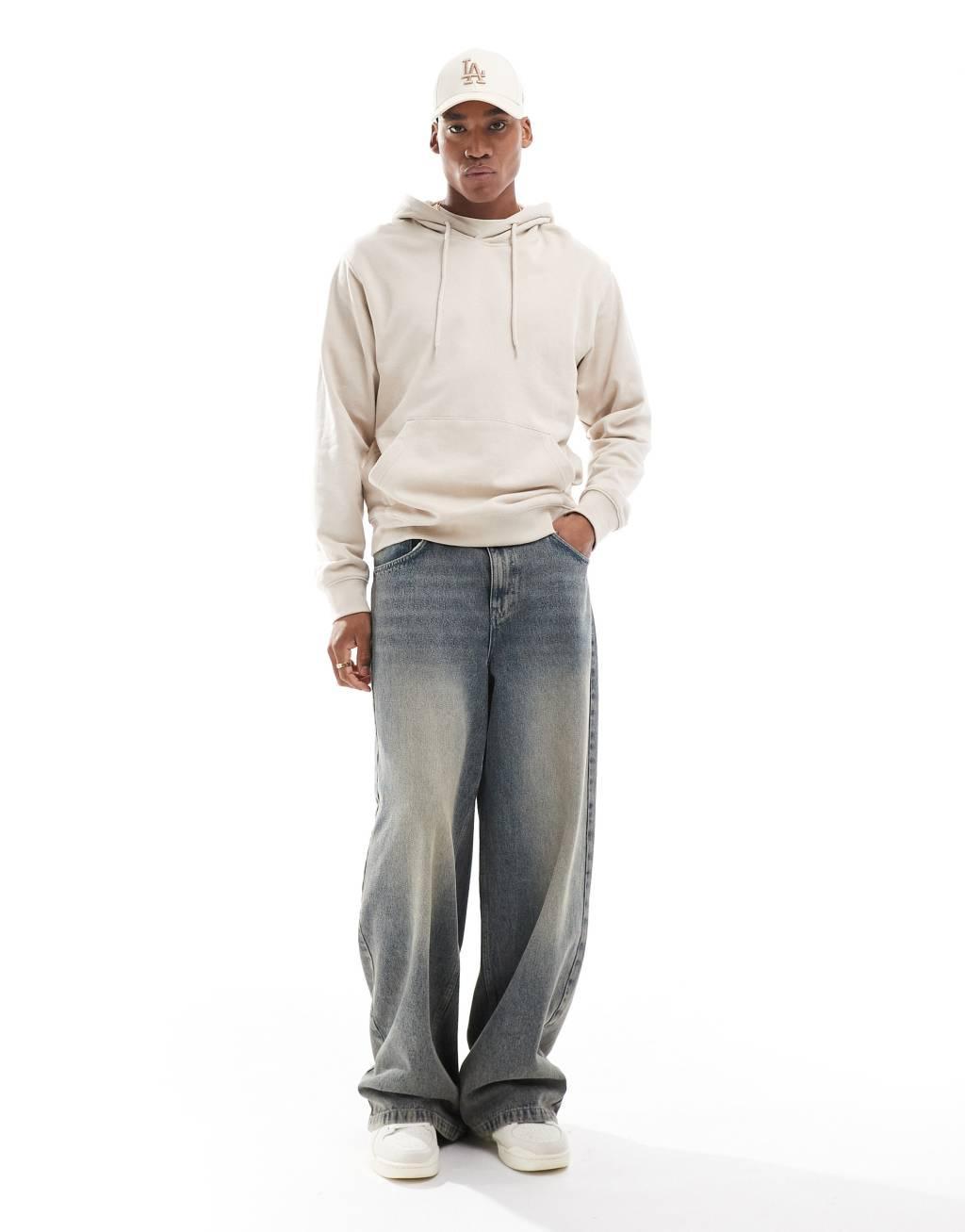 Jack & Jones super oversized hoodie in beige Product Image