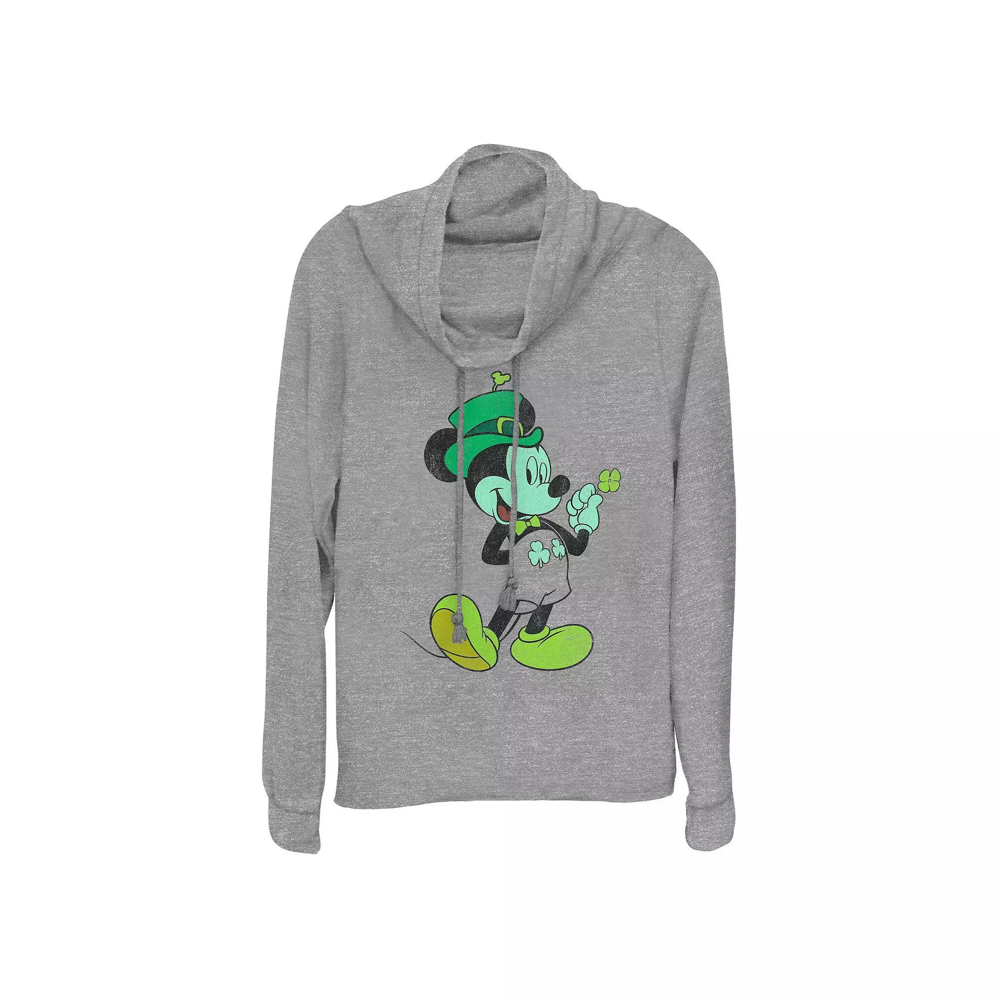 Disney's Mickey Mouse Lucky Outfit Women's Cowlneck Graphic Lightweight Long Sleeve,  Product Image