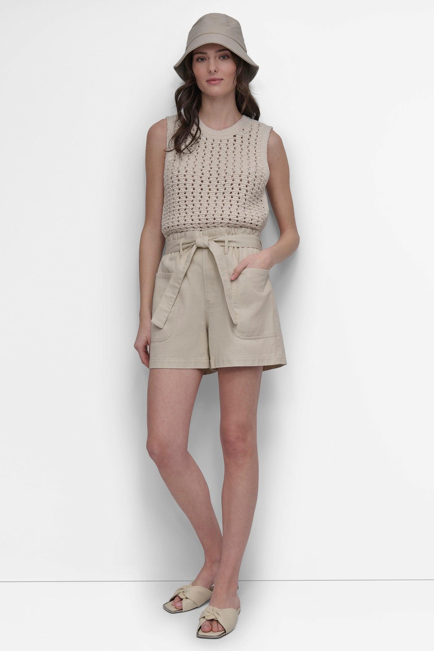 HIGH WAIST PAPER BAG SHORT WITH SELF BELT Product Image