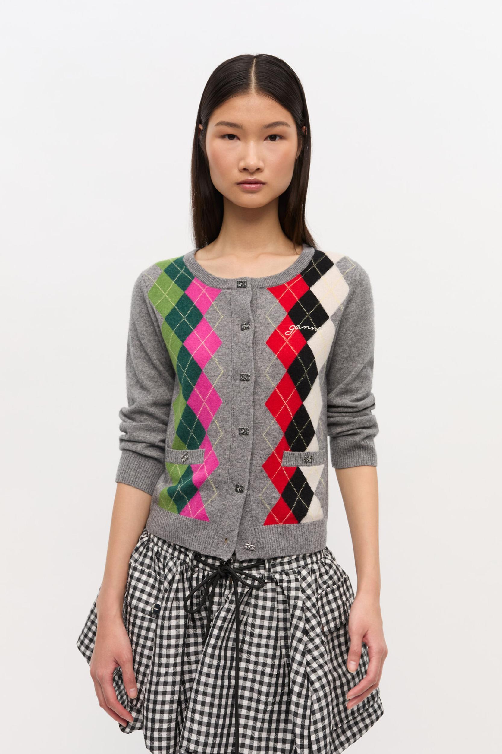Grey Check Cardigan Product Image