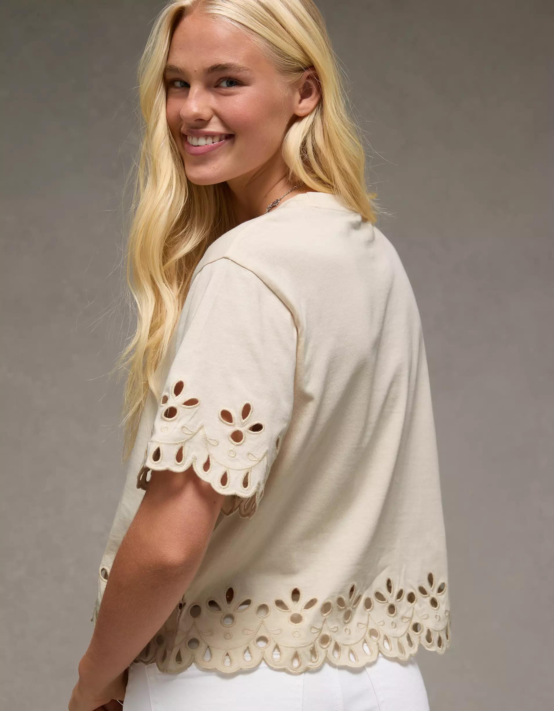 AE Boxy Eyelet T-Shirt Product Image