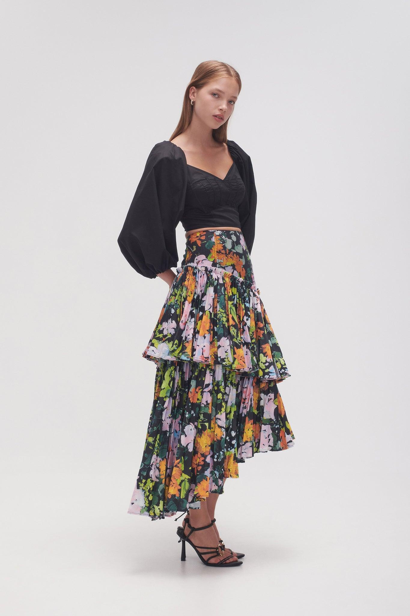 Alice Pleated Asymmetric Midi Skirt Product Image