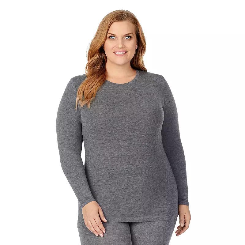 Plus Size Cuddl Duds Softwear with Stretch Long Sleeve Top, Womens Grey Heather Product Image