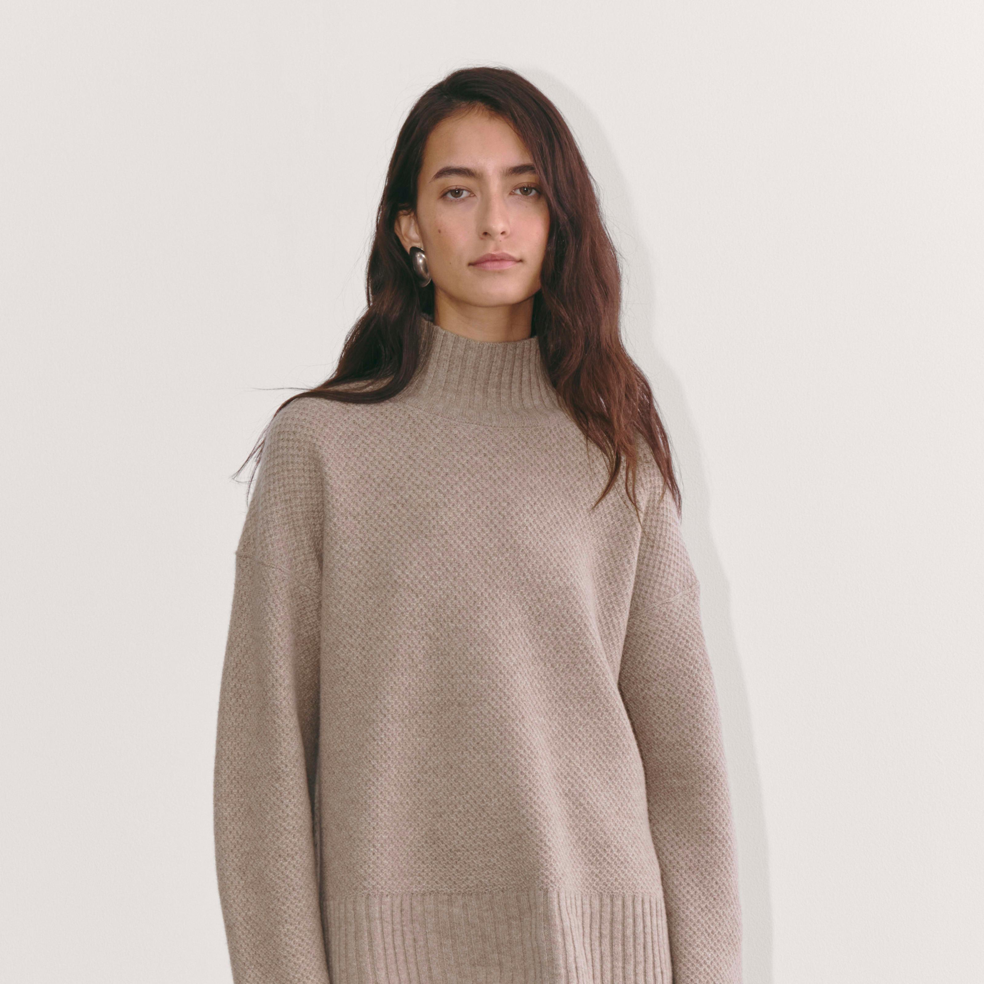 The Honeycomb Funnel Neck in Wool Cashmere Product Image