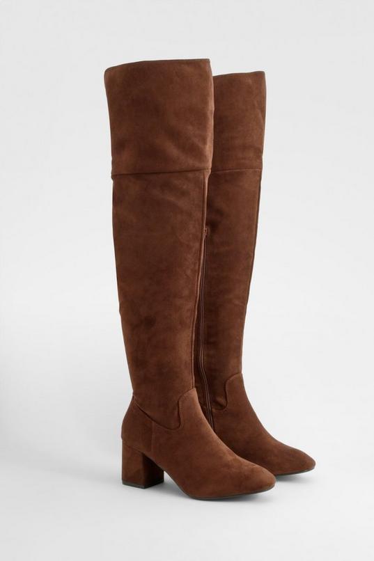 Block Heel Over The Knee High Boots Product Image