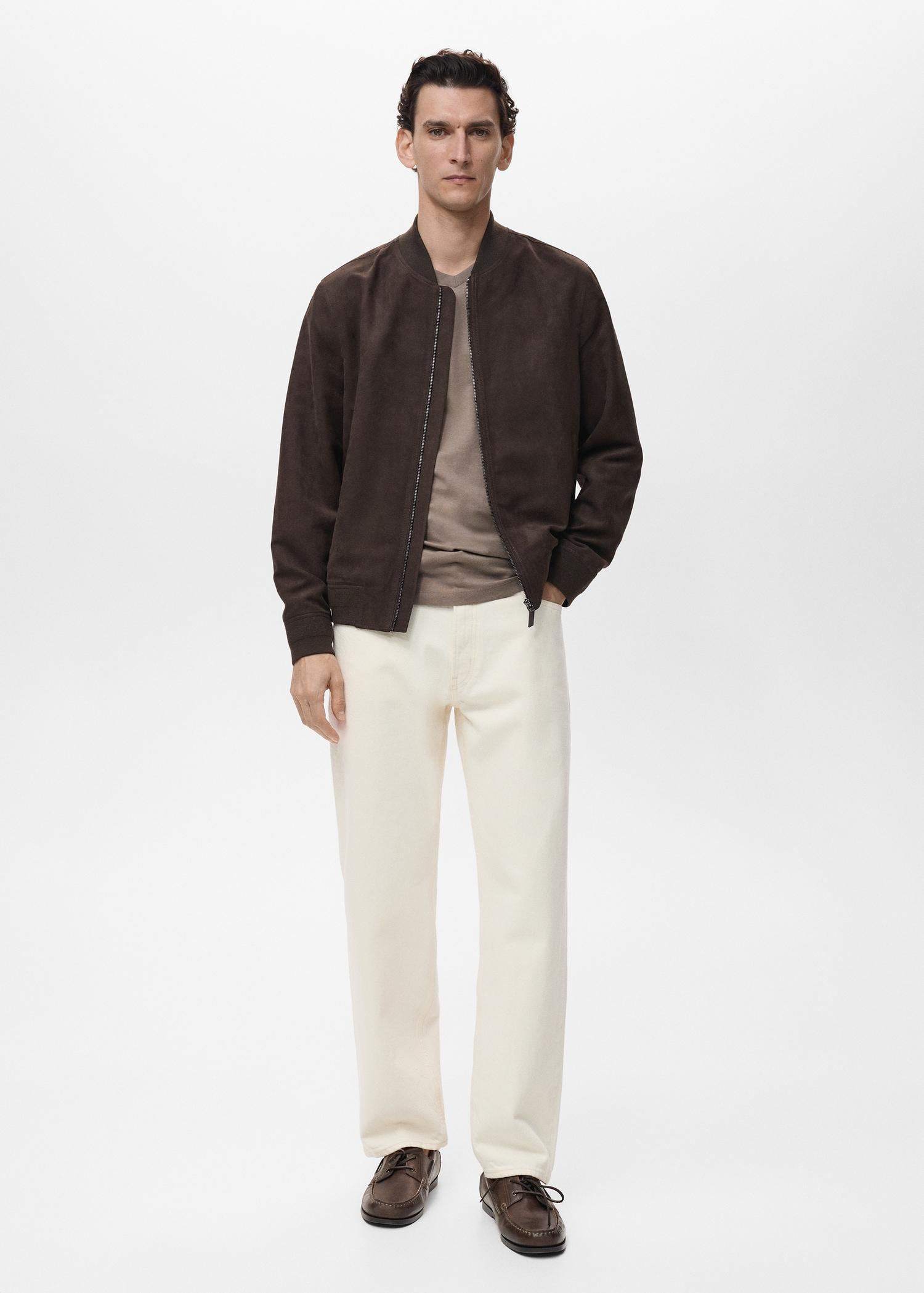Suede-effect bomber jacket - Men | MANGO USA Product Image