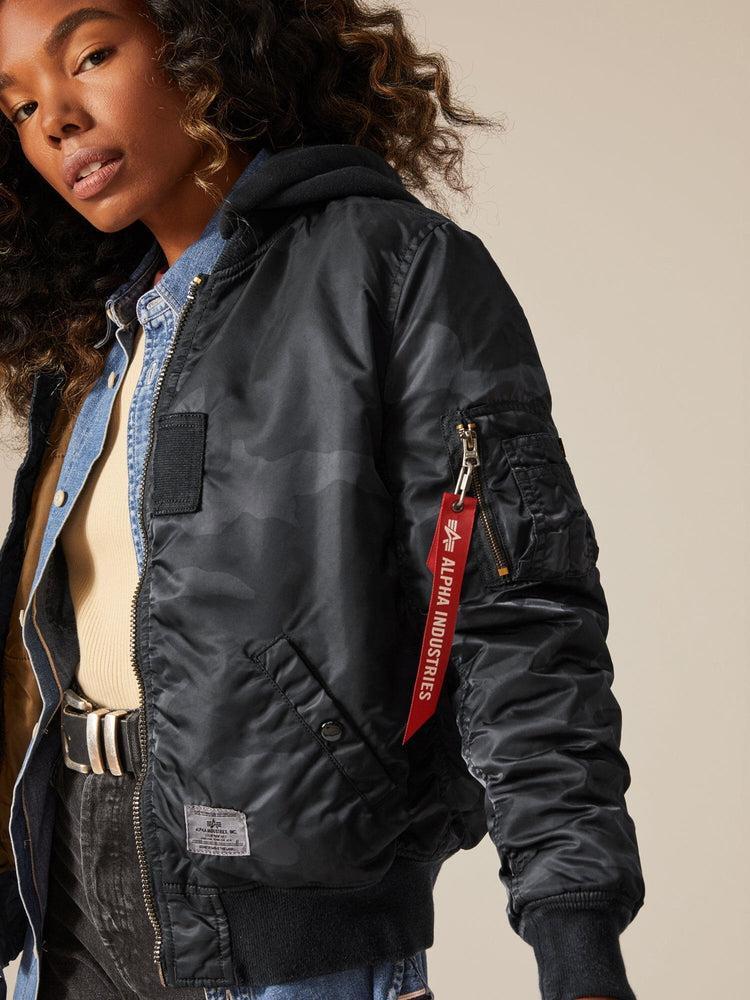 MA-1 HOODED BATTLEWASH BOMBER JACKET Female Product Image