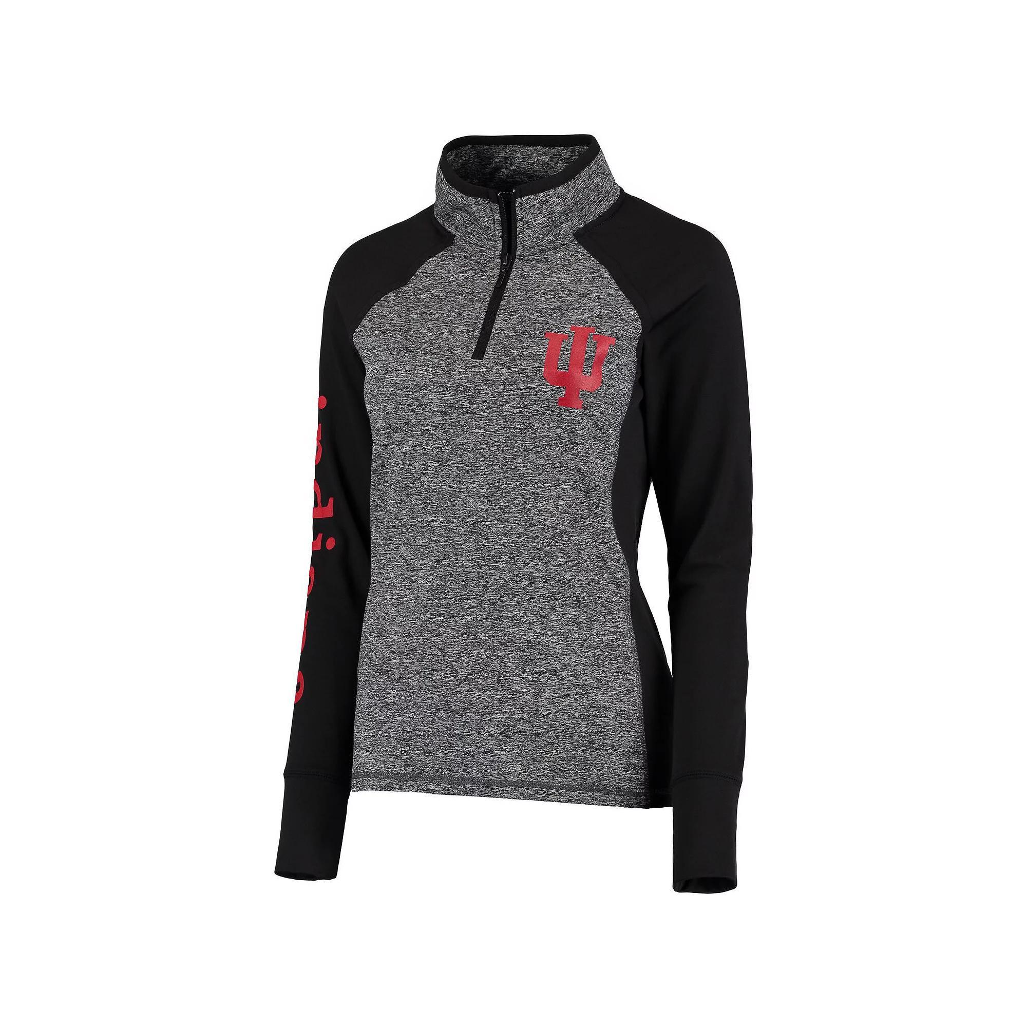 Women's Gray/Black Indiana Hoosiers Finalist Quarter-Zip Pullover Jacket, Size: Small, Grey Product Image