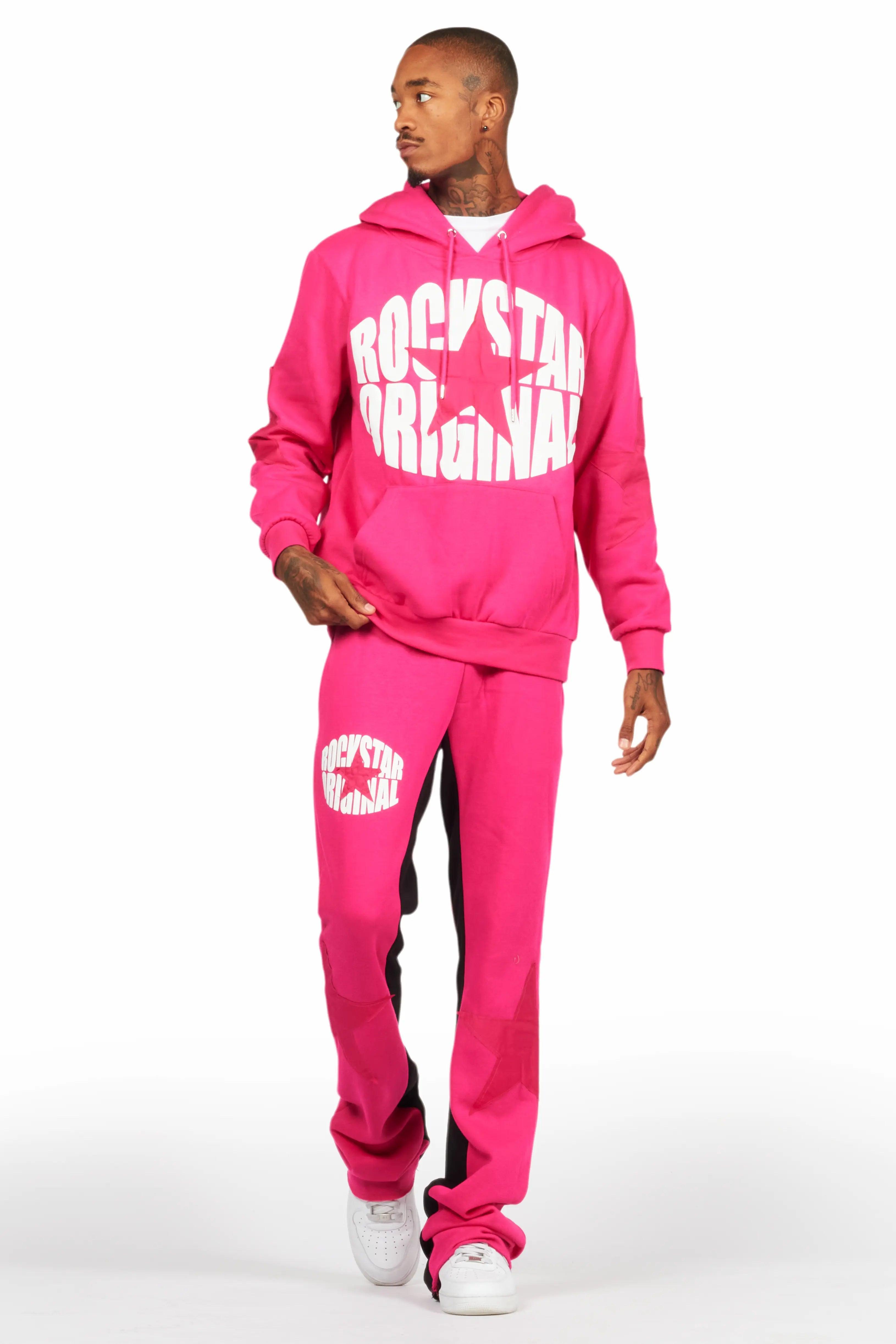 States Fuchsia Baggy Stacked Hoodie Track Set Male Product Image