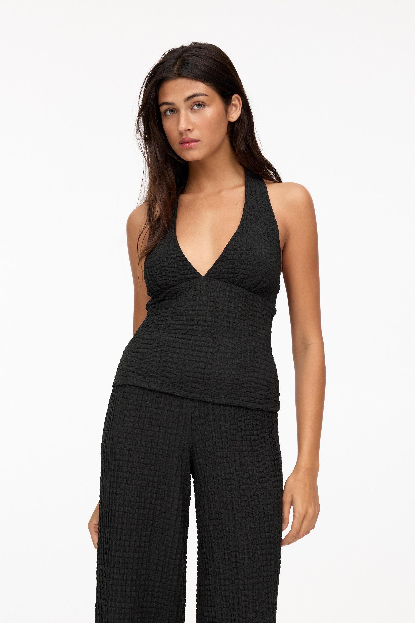 Creased-effect halter top Product Image