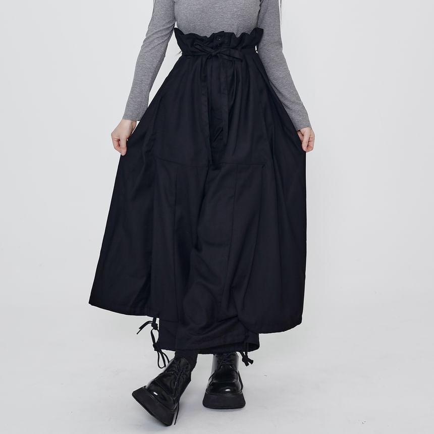 High Waist Plain Paperbag Culottes Product Image