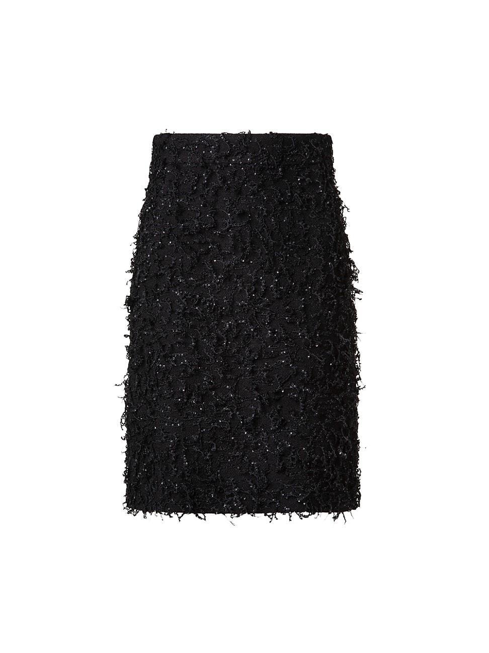 Womens Embellished Boucl A-Line Miniskirt Product Image