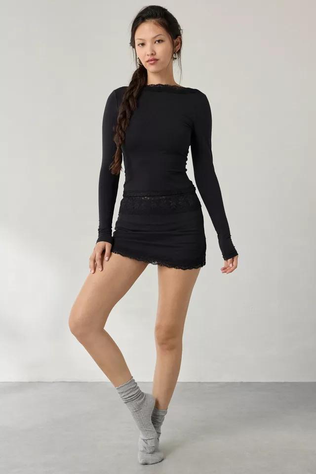 Our From Under Bec Lace Trim Low-Back Long Sleeve Top Product Image
