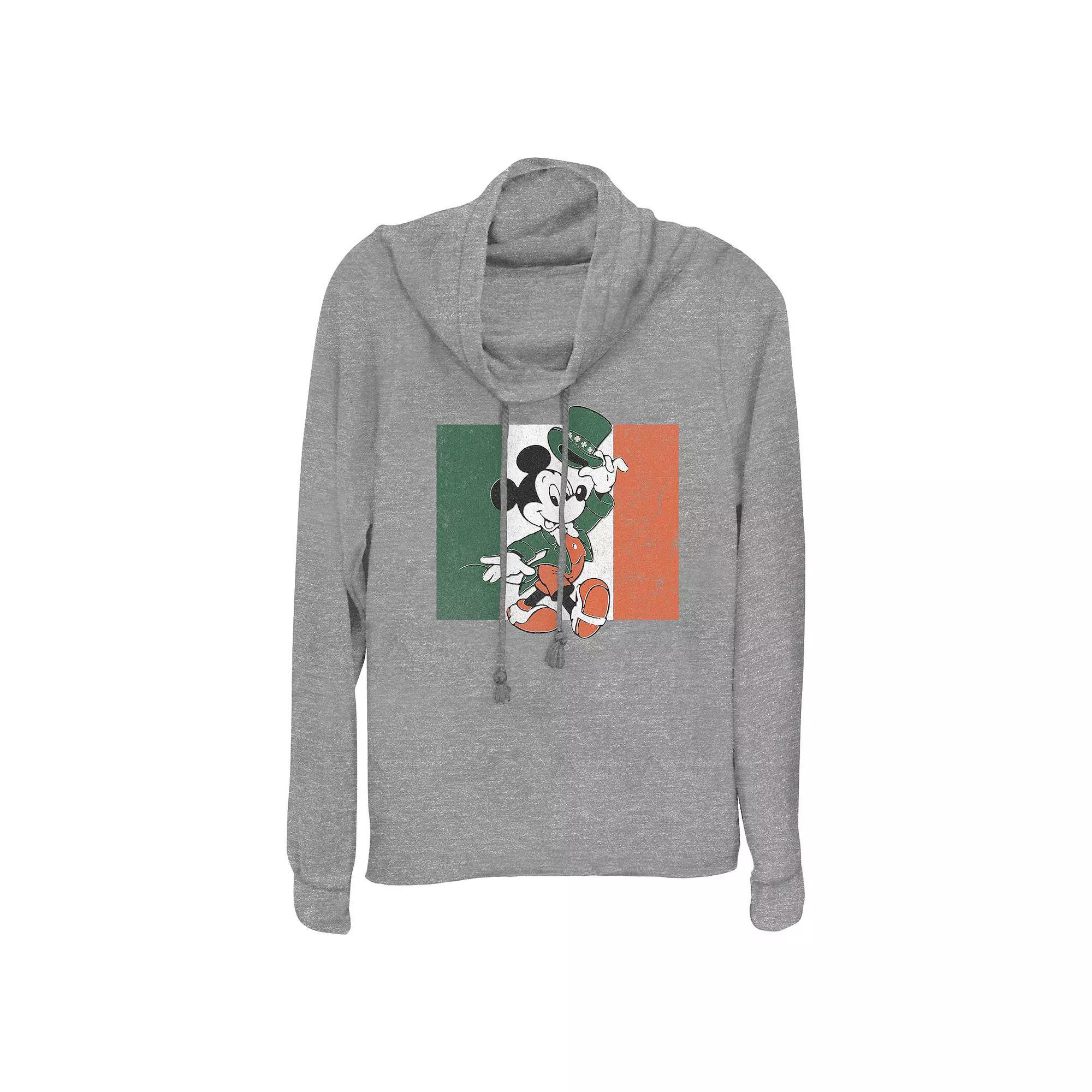 Disney's Mickey Mouse Ireland Flag Women's Cowlneck Graphic Lightweight Long Sleeve,  Product Image