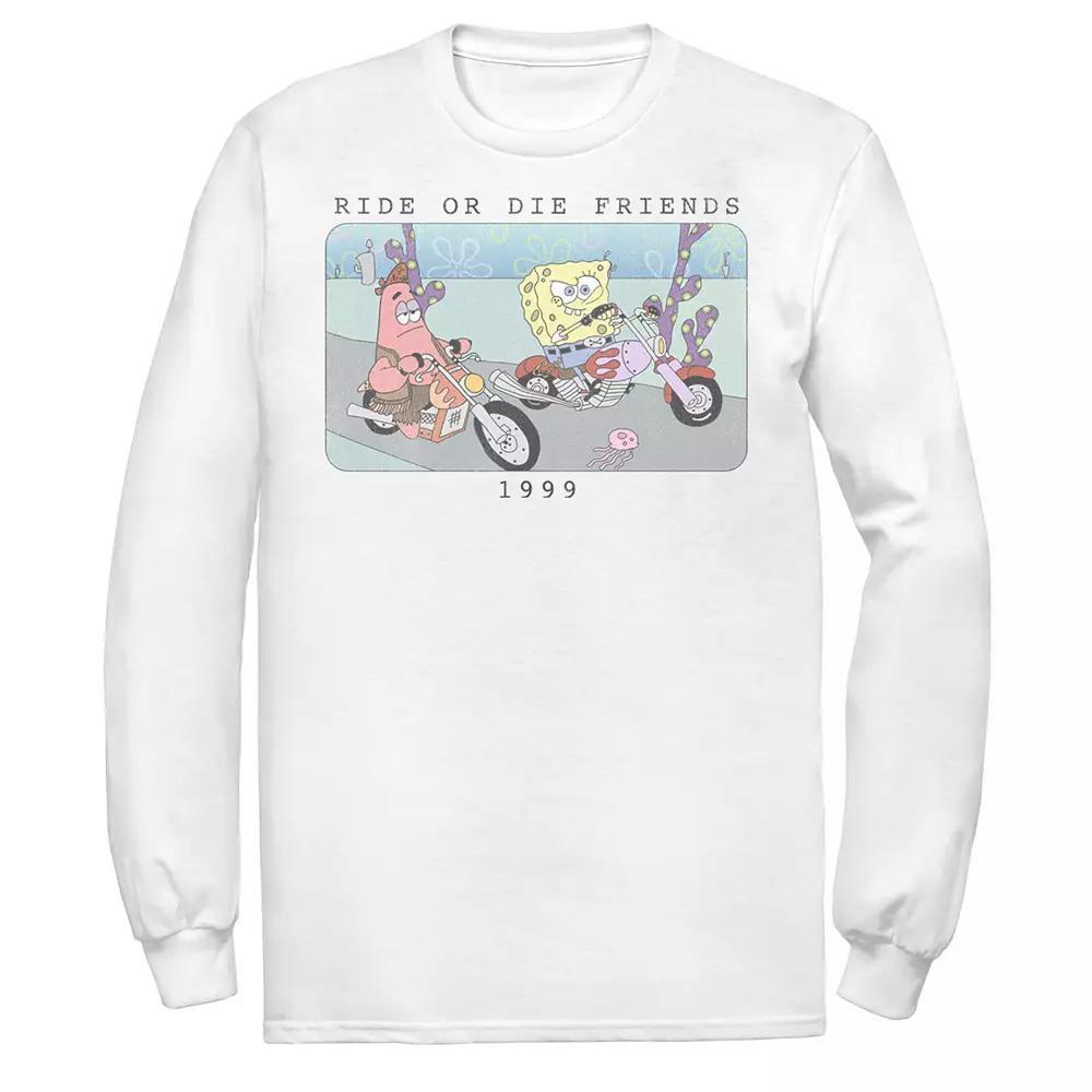 Men's Nickelodeon SpongeBob SquarePants Ride Or Die Friends 1999 Portrait Long Sleeve Graphic Tee, Size: Large, White Product Image