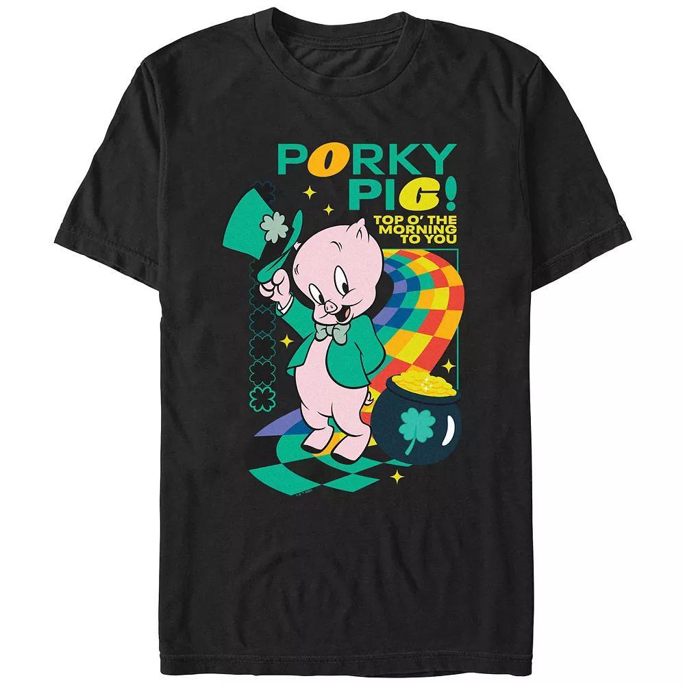 Men's Looney Tunes Porky Pig Top O' The Morning Graphic Tee, Size: Large, Black Product Image