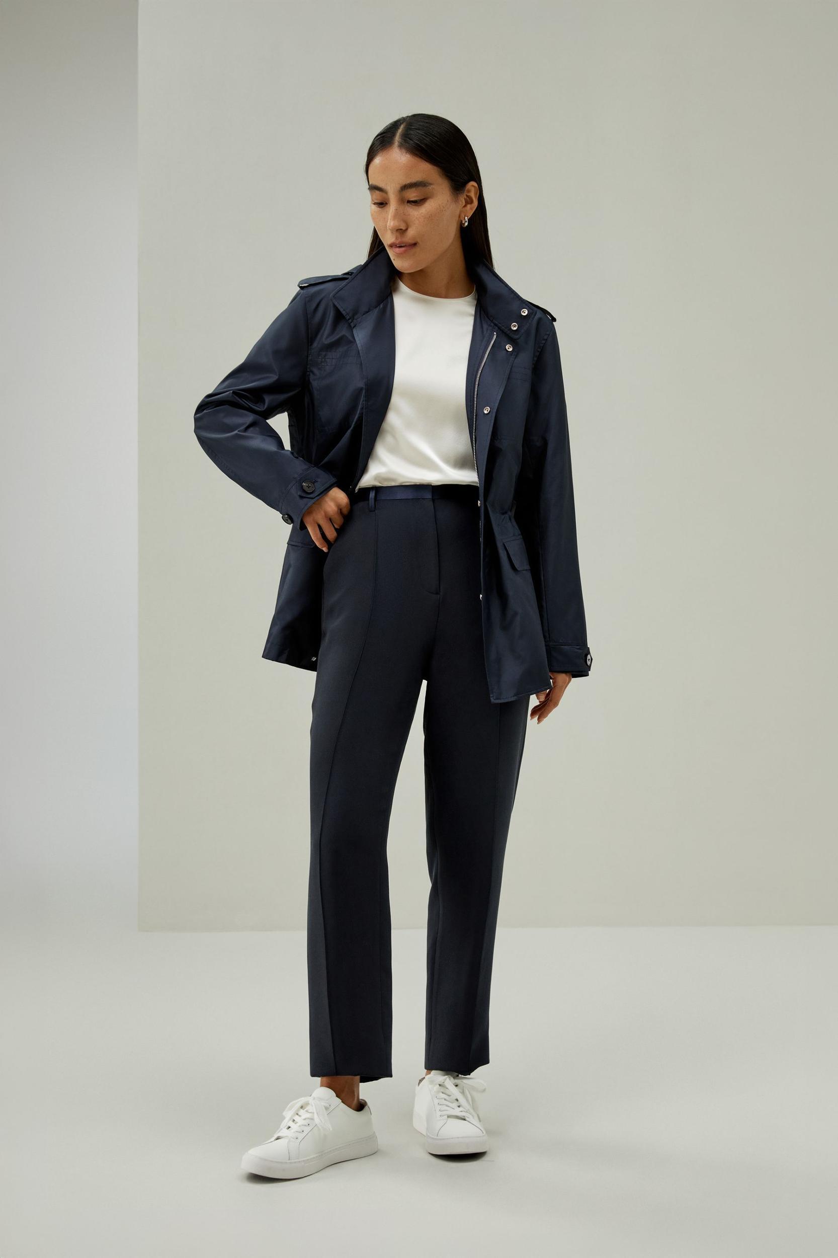 LILYSILK Womens Functional Silk Jacket - Navy Blue 100% High-Quality Silk - Ultimate Luxury Drawstring Waist Jacket Product Image