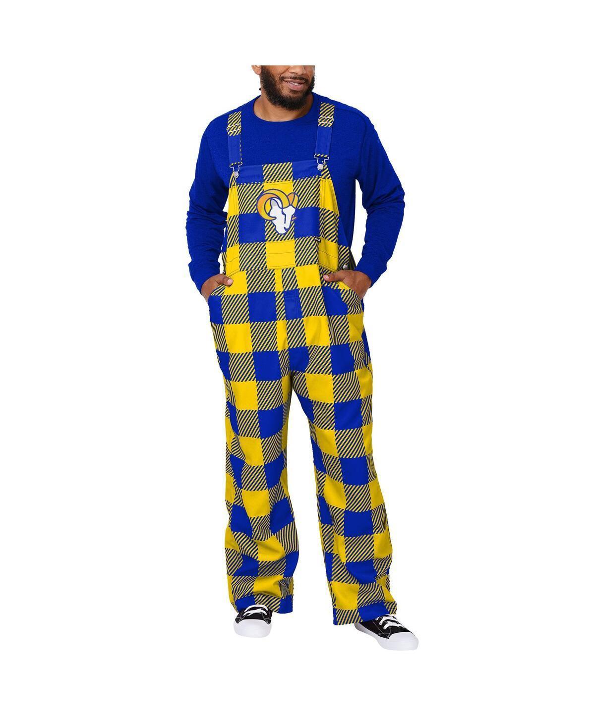 Mens FOCO Royal Los Angeles Rams Big Logo Plaid Overalls Product Image