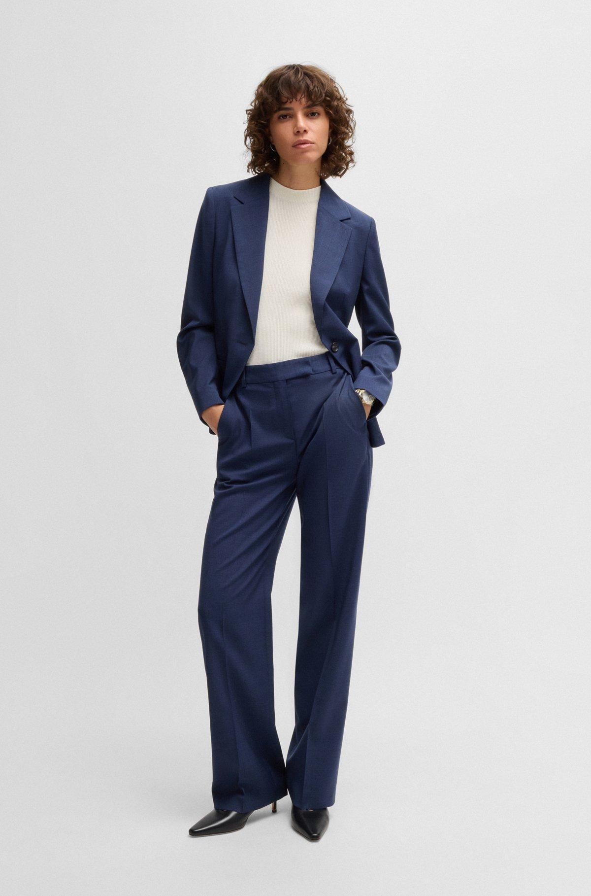 Regular-fit blazer in micro-check virgin wool Product Image