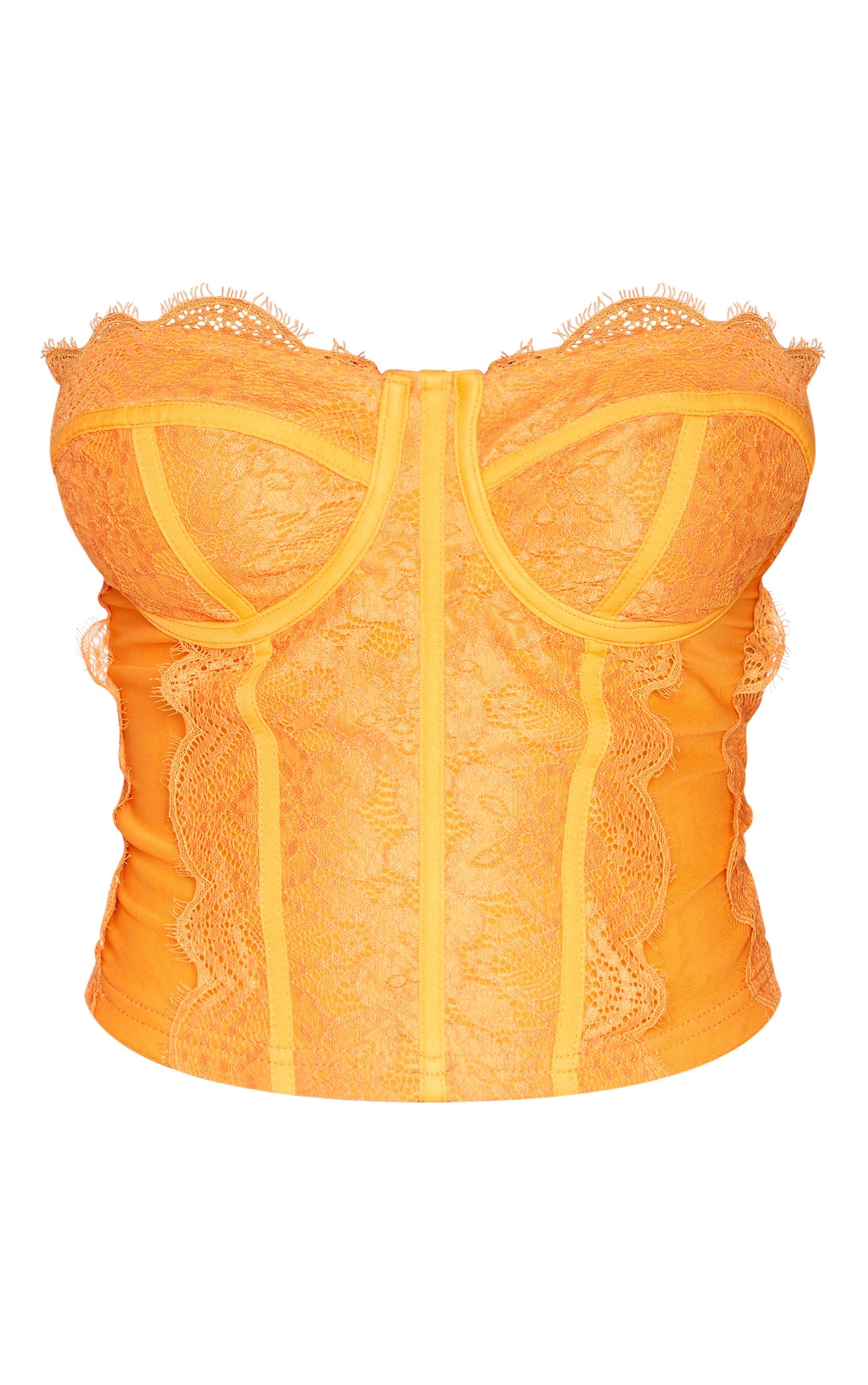 Shape Bright Orange Woven Lace Bandeau Corset Product Image