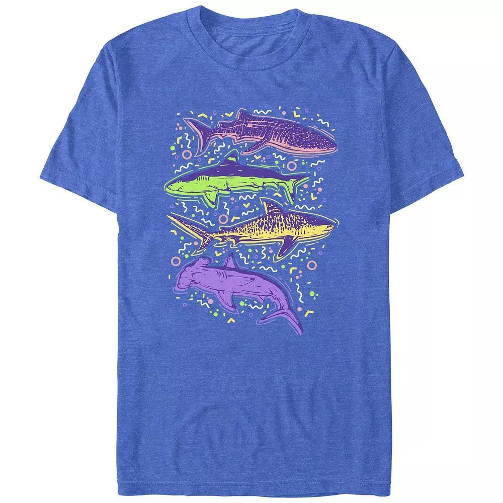 Men's Colorful Sharks And Doodles Graphic Tee,  Product Image